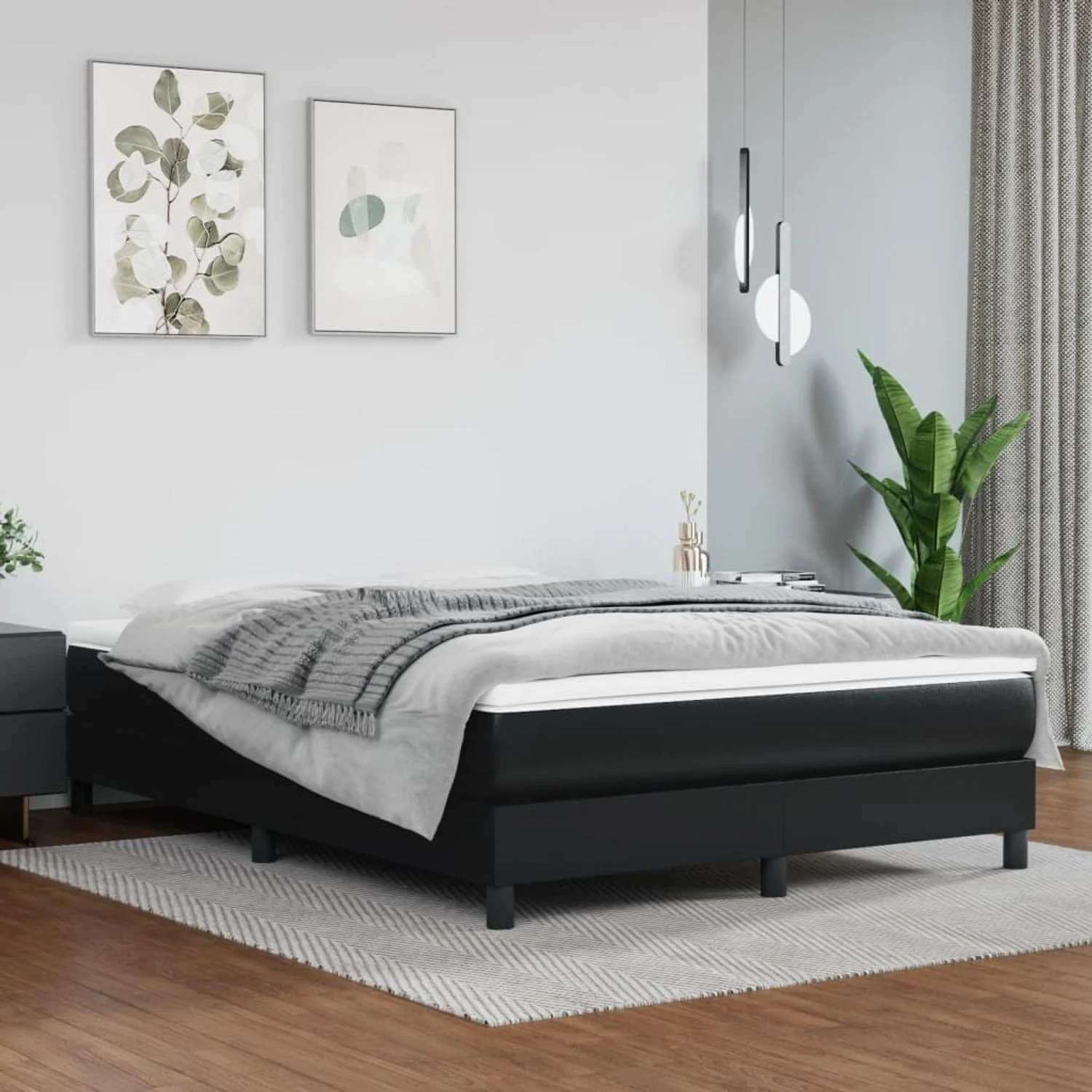 vidaXL Taschenfederkernmatratze Mittel Schwarz 140x190x20 cm Kunstleder 347782