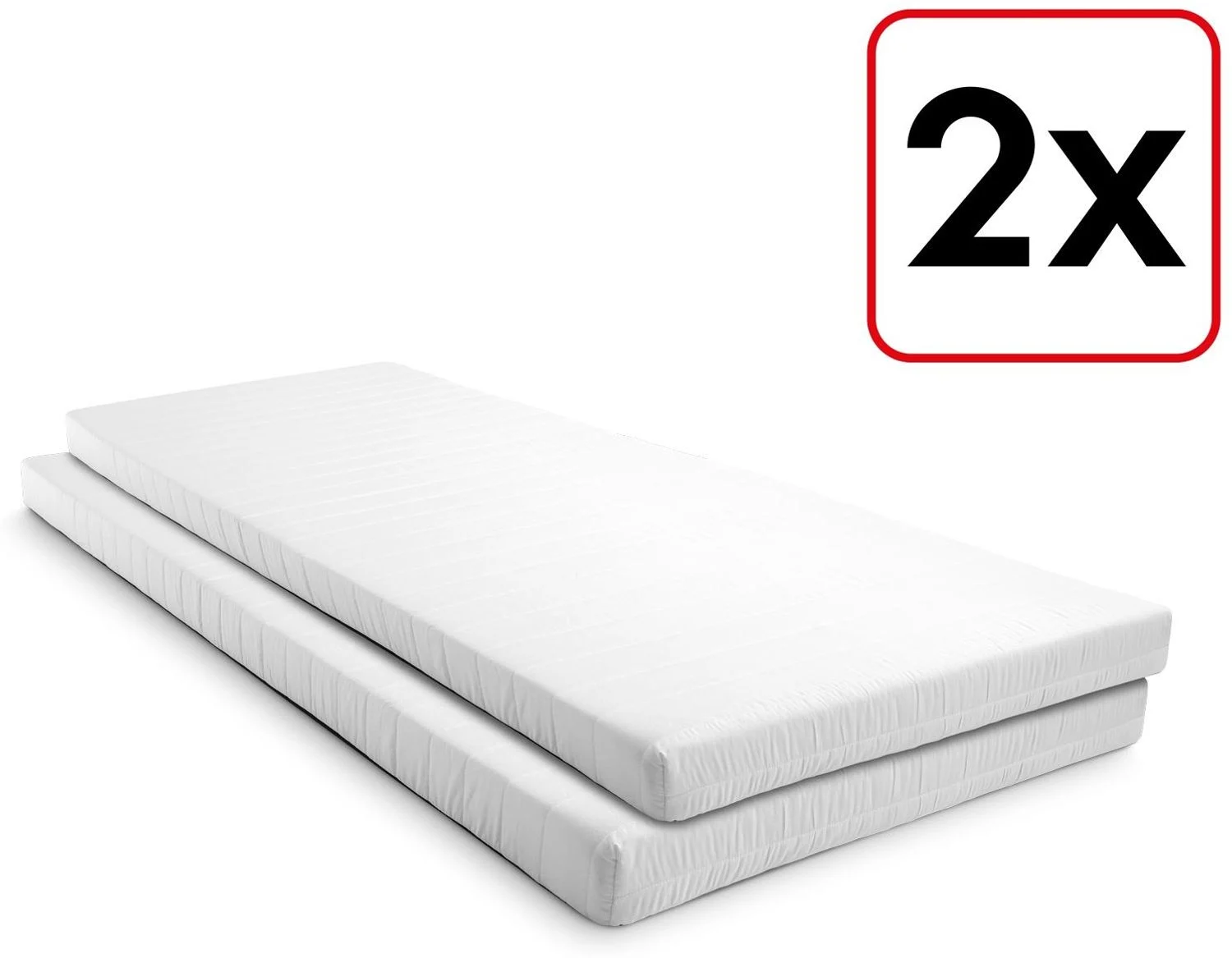 Komfortschaummatratze K10 80 x 200 cm, Höhe 10 cm, Härtegrad H3, Twin-Set