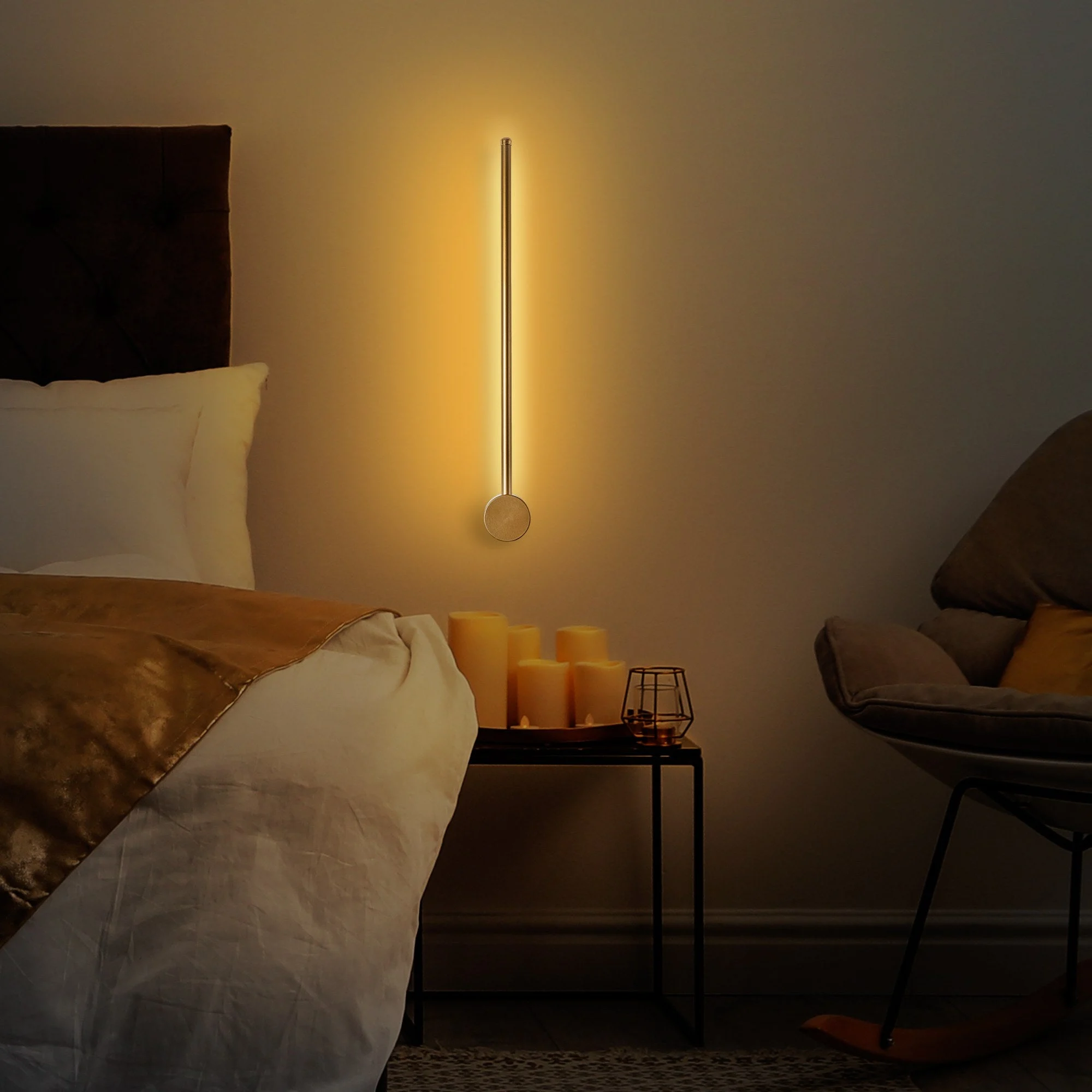 Wandlampe Gold 62 cm Metallwirbel