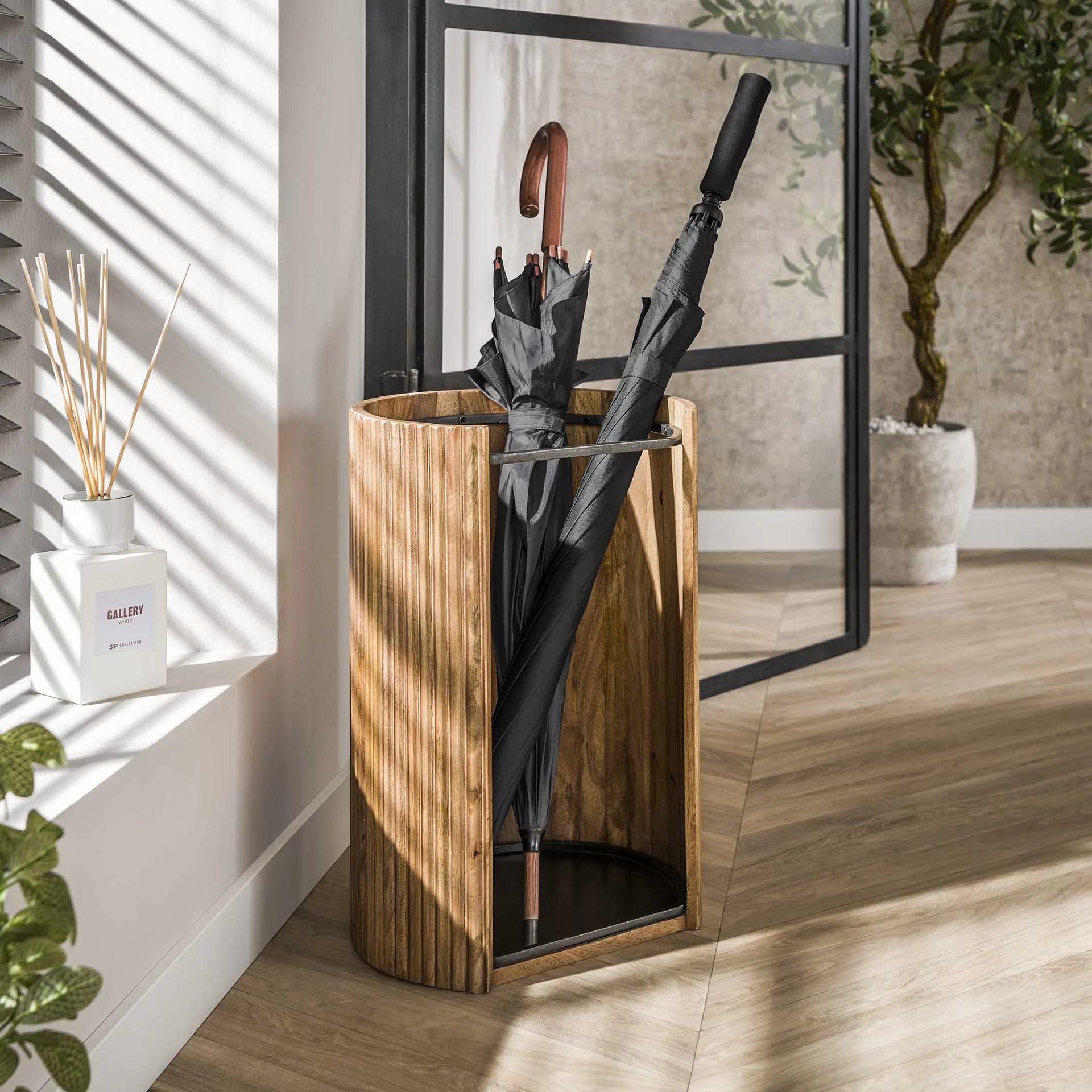 Schirmständer Liva Mangoholz Sandfarbe 50 cm