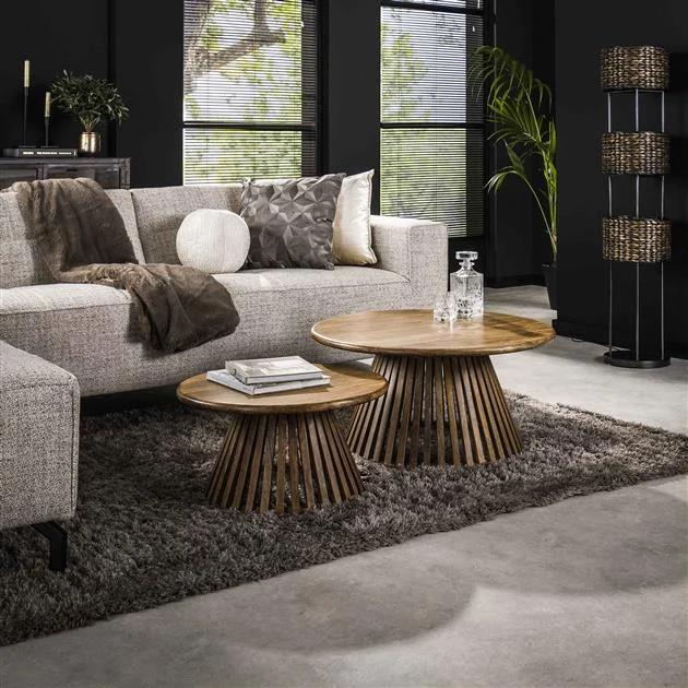 Runder Couchtisch 2er-Set Vera Mangoholz