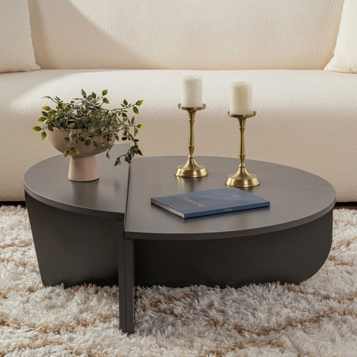 Rund Couchtisch Anthrazit Melamin 85 cm Orin