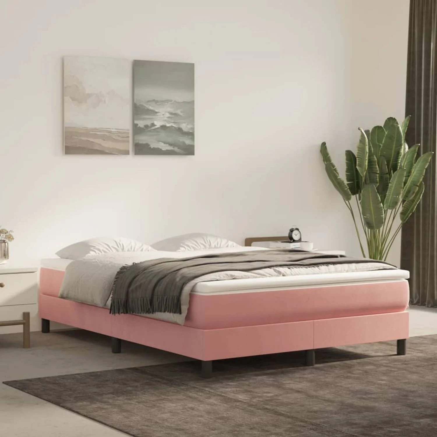 vidaXL Taschenfederkernmatratze Mittel Rosa 140x220x20 cm Samt 4016623