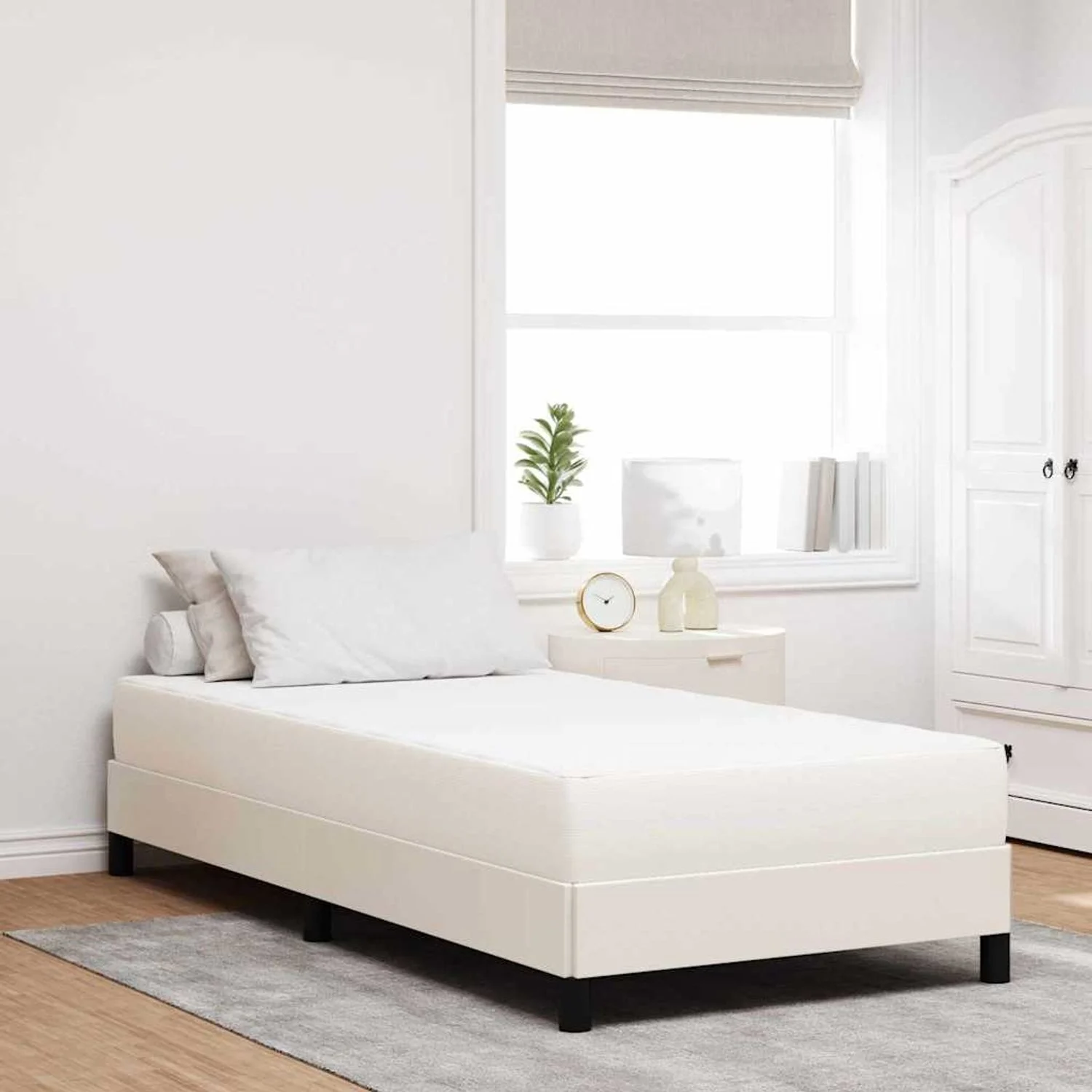 vidaXL Bettmatratze mit Matratze Creme 90 x 190 cm Stoff 42008263