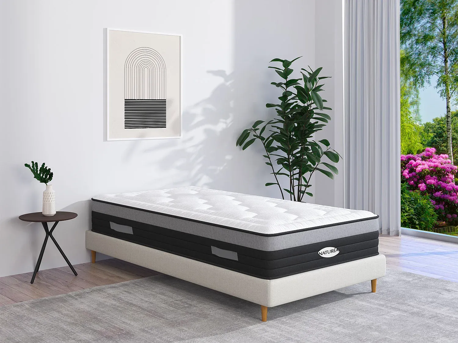 Vente-unique - Taschenfederkernmatratze - 90 x 200 cm - Memory Schaum - 7 Zonen - Härtegrad 3 - Stärke 25 cm - AMARANTE von NATUREA
