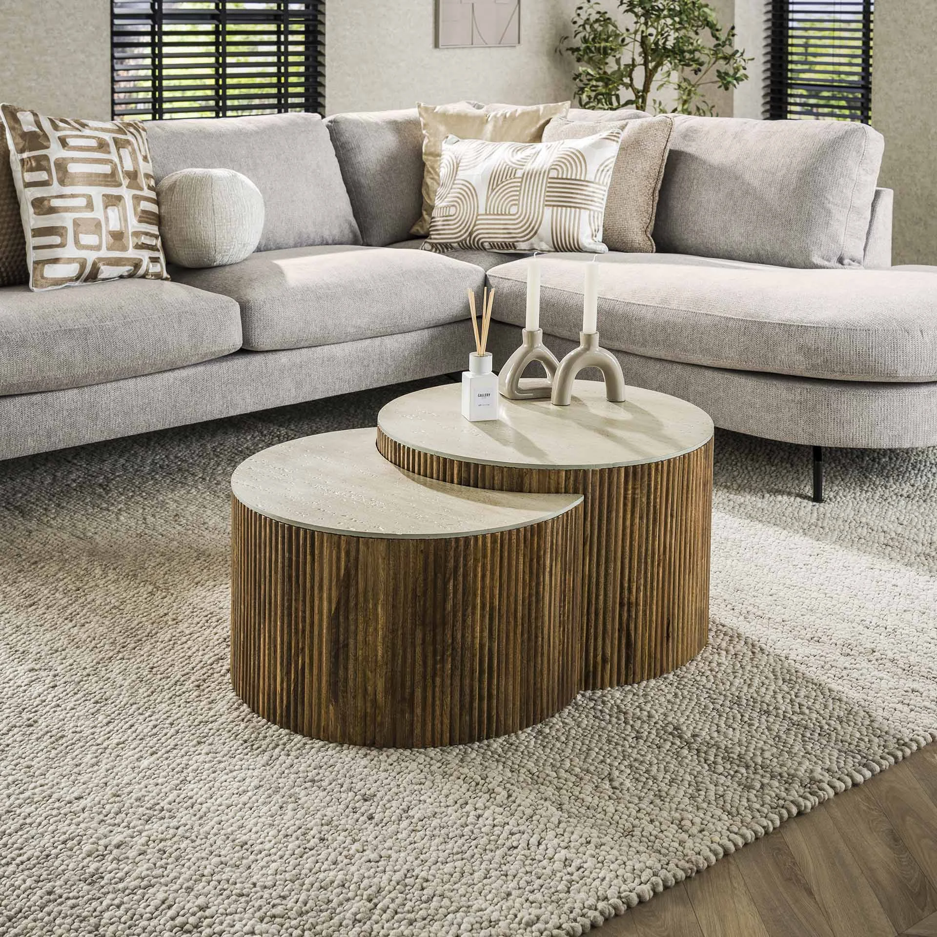 Vento-Hemisphäre Couchtisch Set Ø60 Solid Mango Sand
