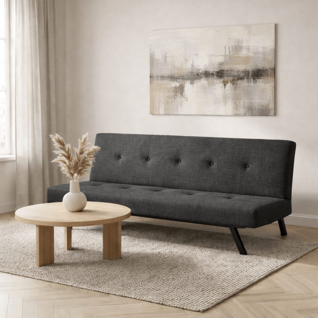 Schlafsofa Anthrazitfarbener Stoff-3-Sitzer – 180 cm – ohne Armlehnen – Zoly