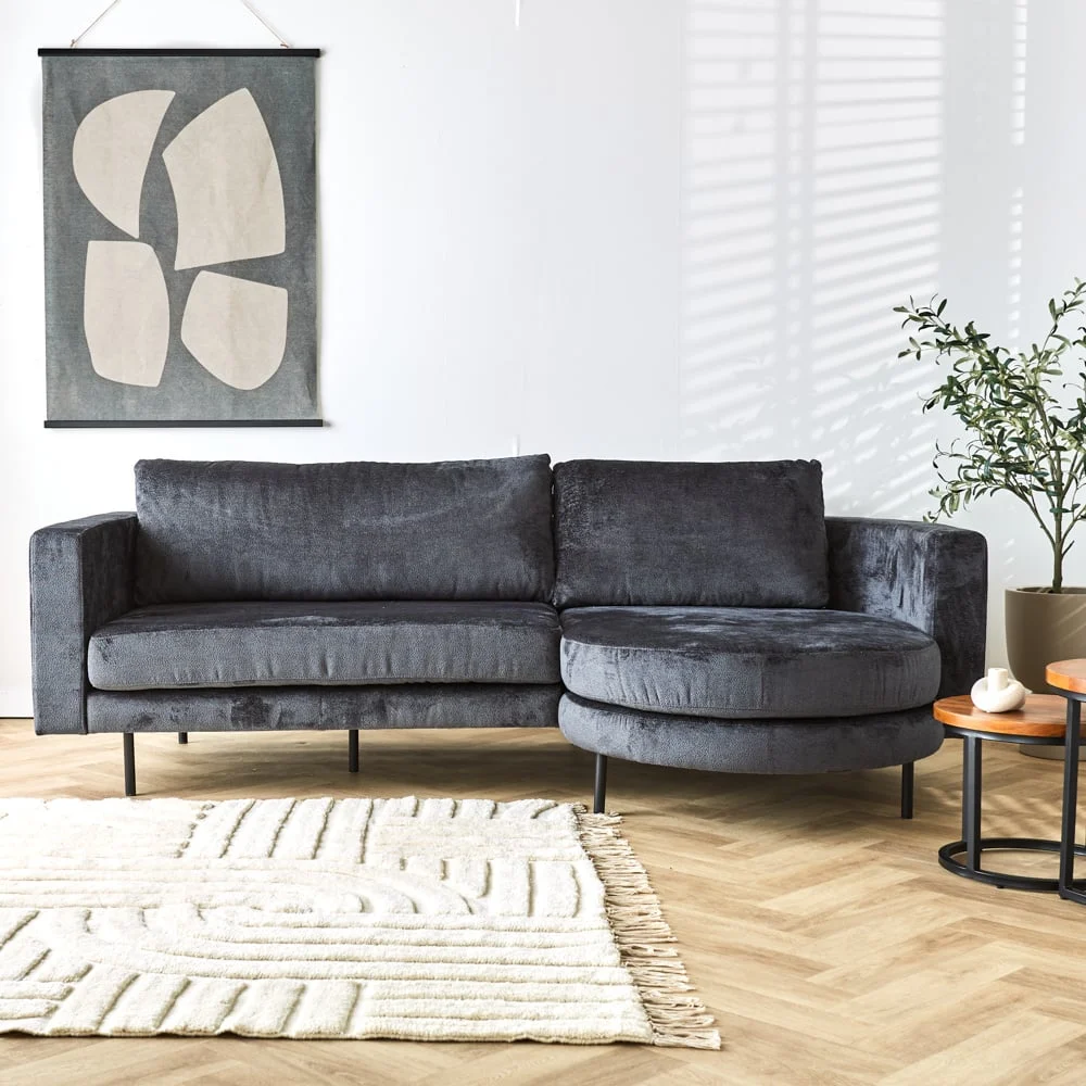 Ecksofa Bella Anthrazit Chenille rechts
