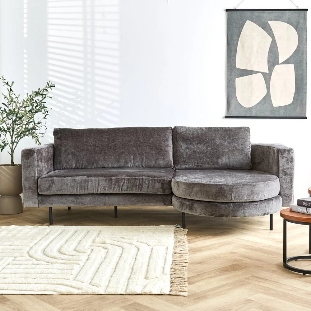 Ecksofa Bella-Grau-Chenille, rechts