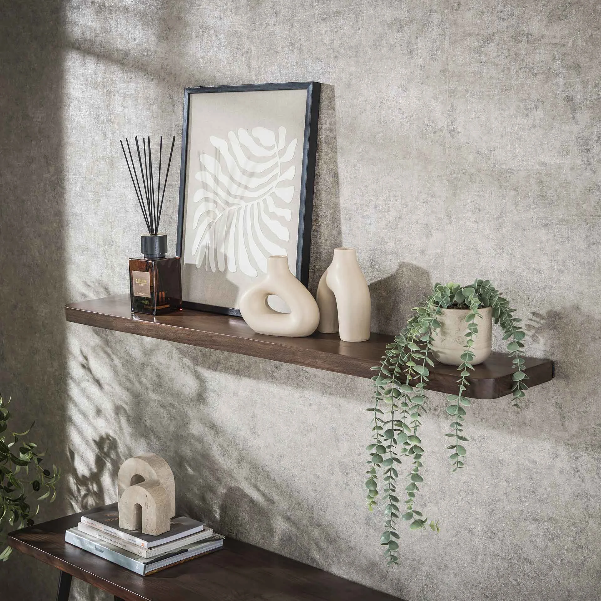Wandregal Noa 120 cm Massives Akazienholz Drift Brown