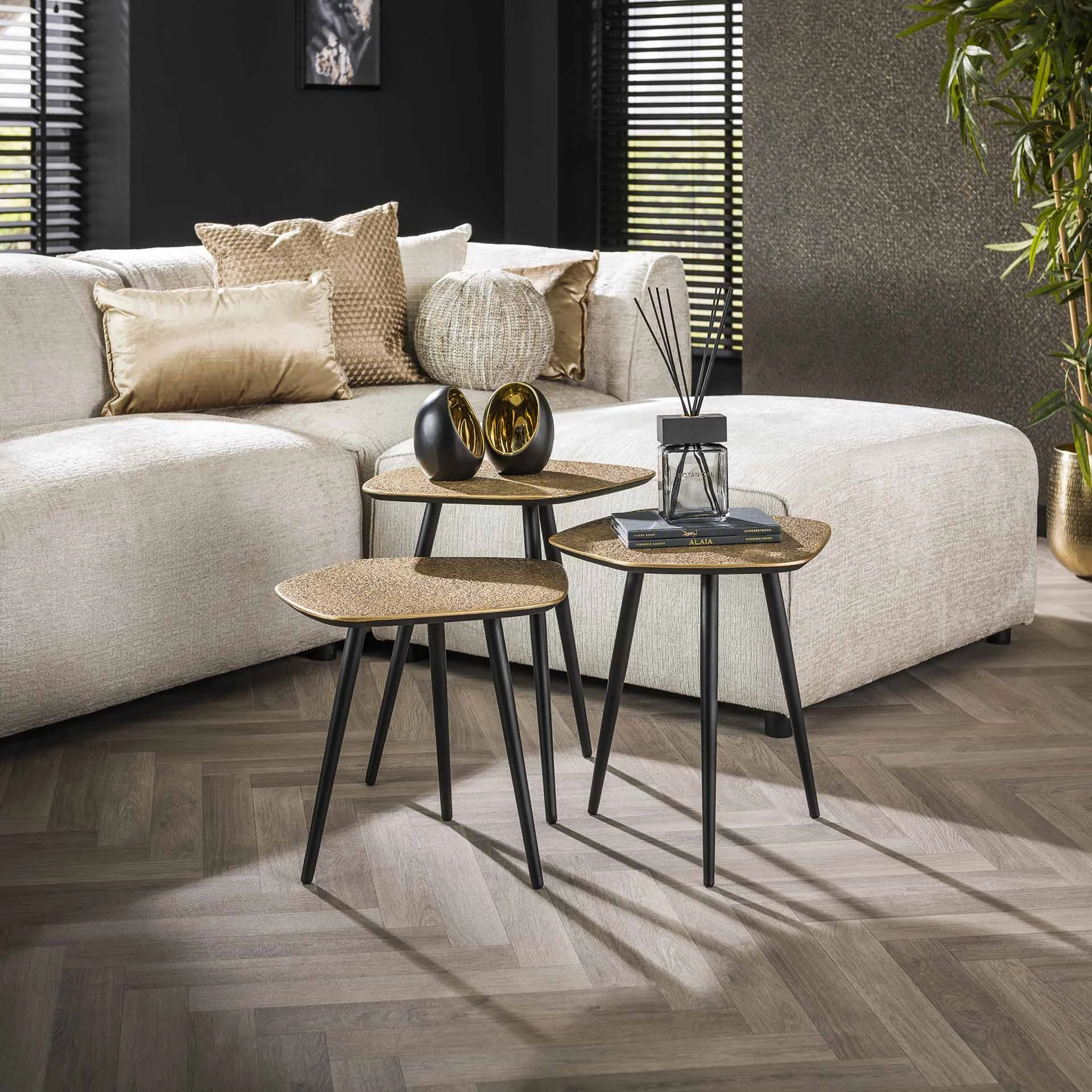 Couchtisch 3er-Set Moana aus Metall gold