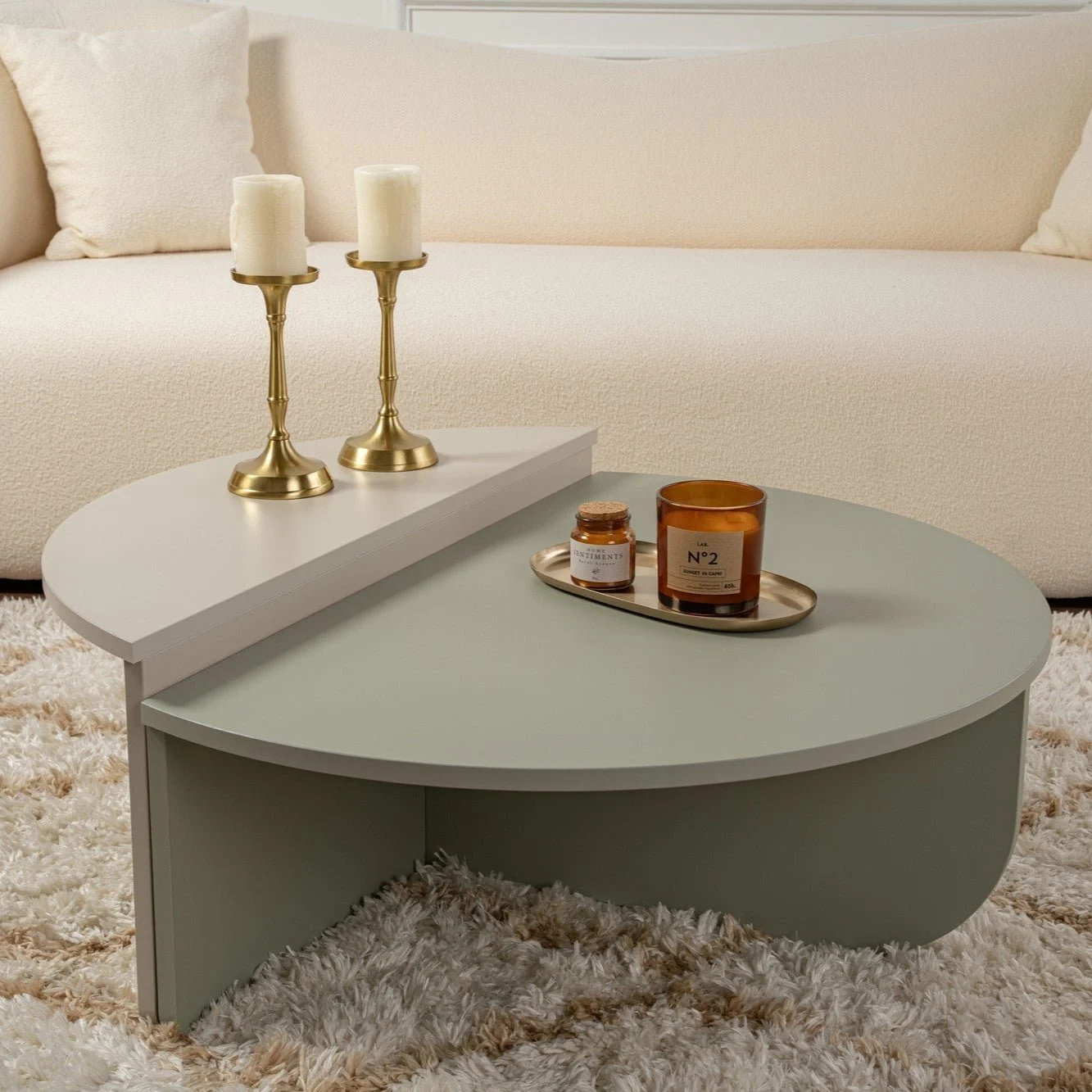 Rund Couchtisch Aschgrünes Melamin 90 cm Orin