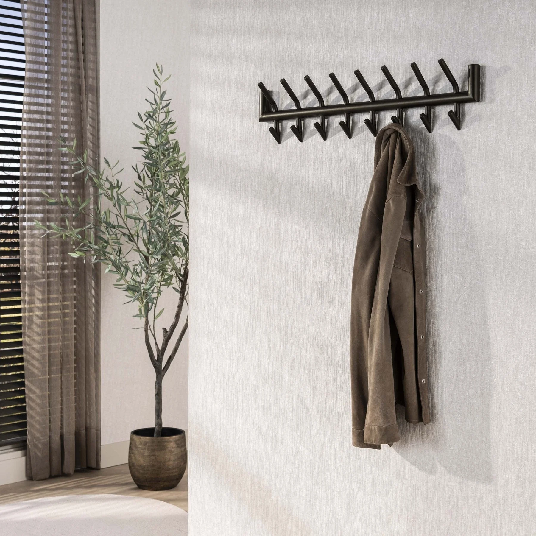 Industrielle Garderobe Kym 2x8-eckig Metall Bronze