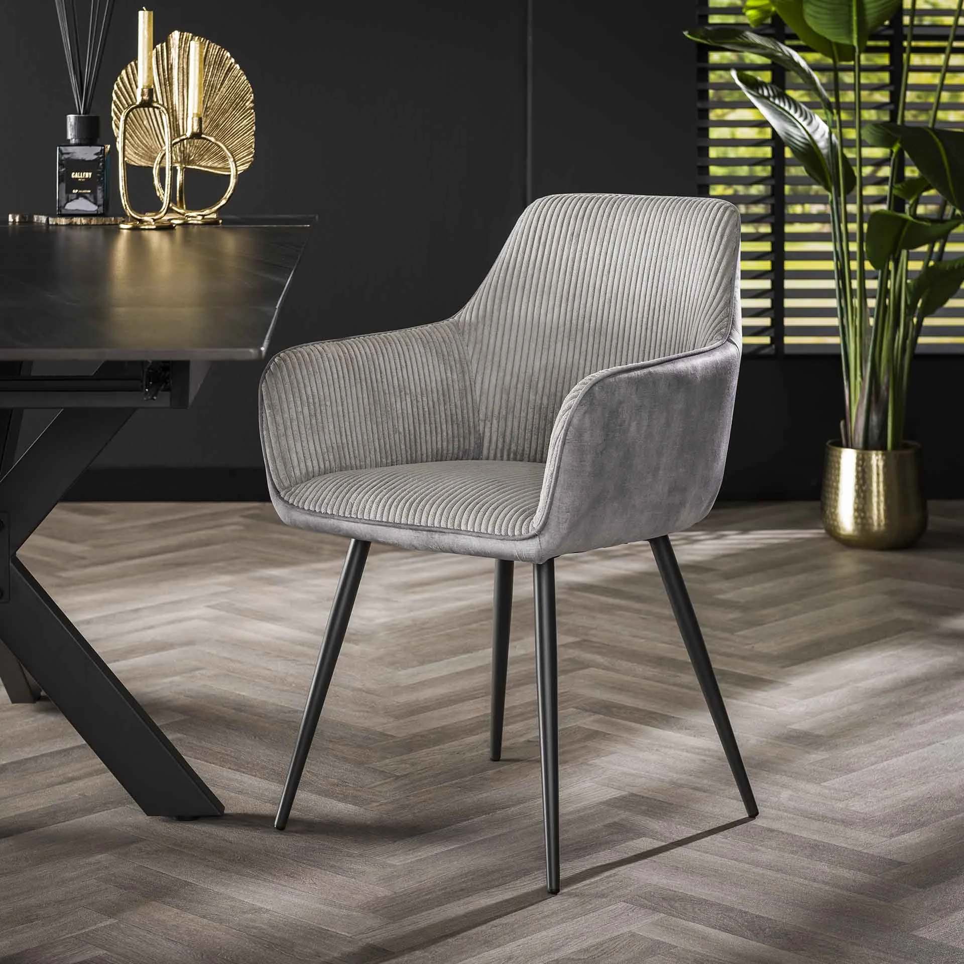 Esszimmerstuhl Rivo Rib Rock Silver Rib Stoffsitz
