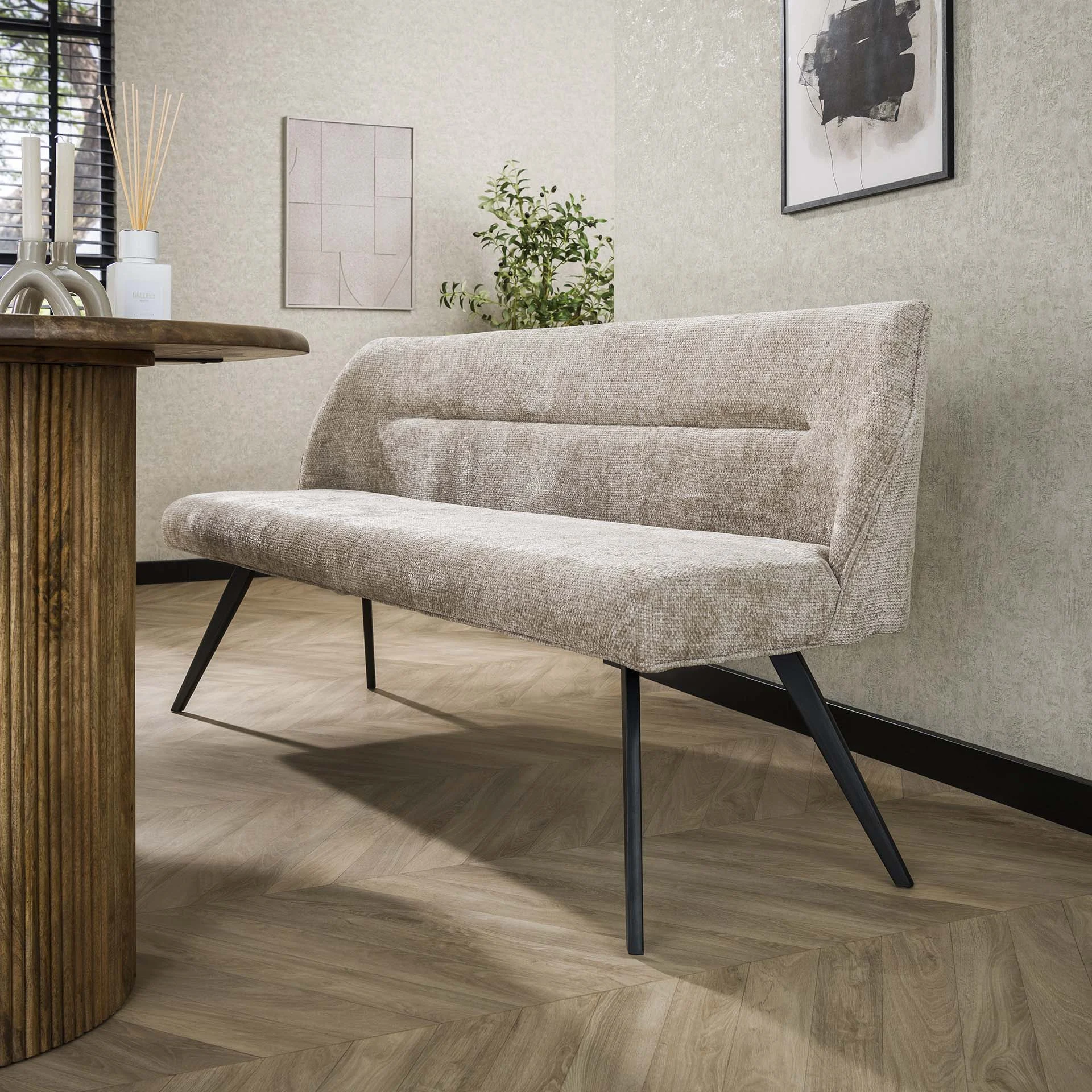 Esszimmerbank Chia Chenille-Stoff Rich Sand 188 cm
