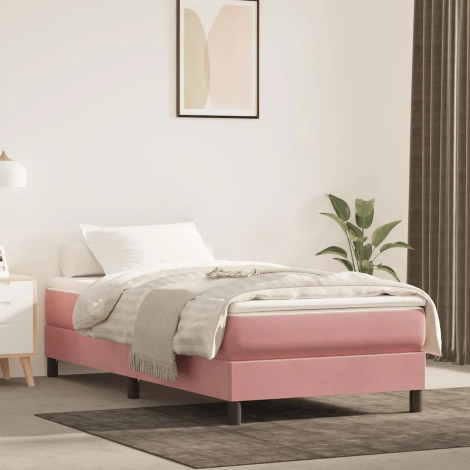 vidaXL Taschenfederkernmatratze Mittel Rosa 100x220x20 cm Samt 4016611