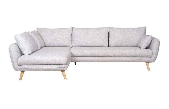 5-Sitzer skandinavisches Ecksofa hellgrau marmoriert CREEP