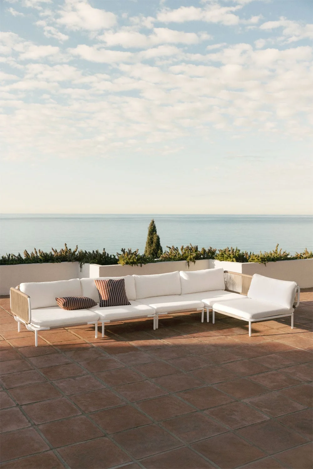 Modulares 5-teiliges Eck-Gartensofa aus Stahl Roubly