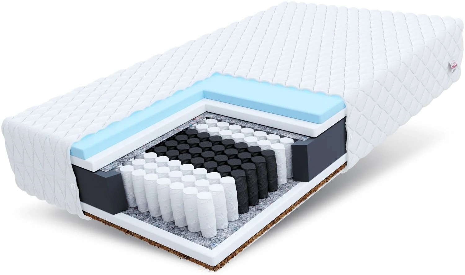 Matratze 120x200 Taschenfederkern LAVAL 7 Zonen H3 H4 20 cm Kokos HR Schaum Klimafaser Polyurethanschaum JERSEY