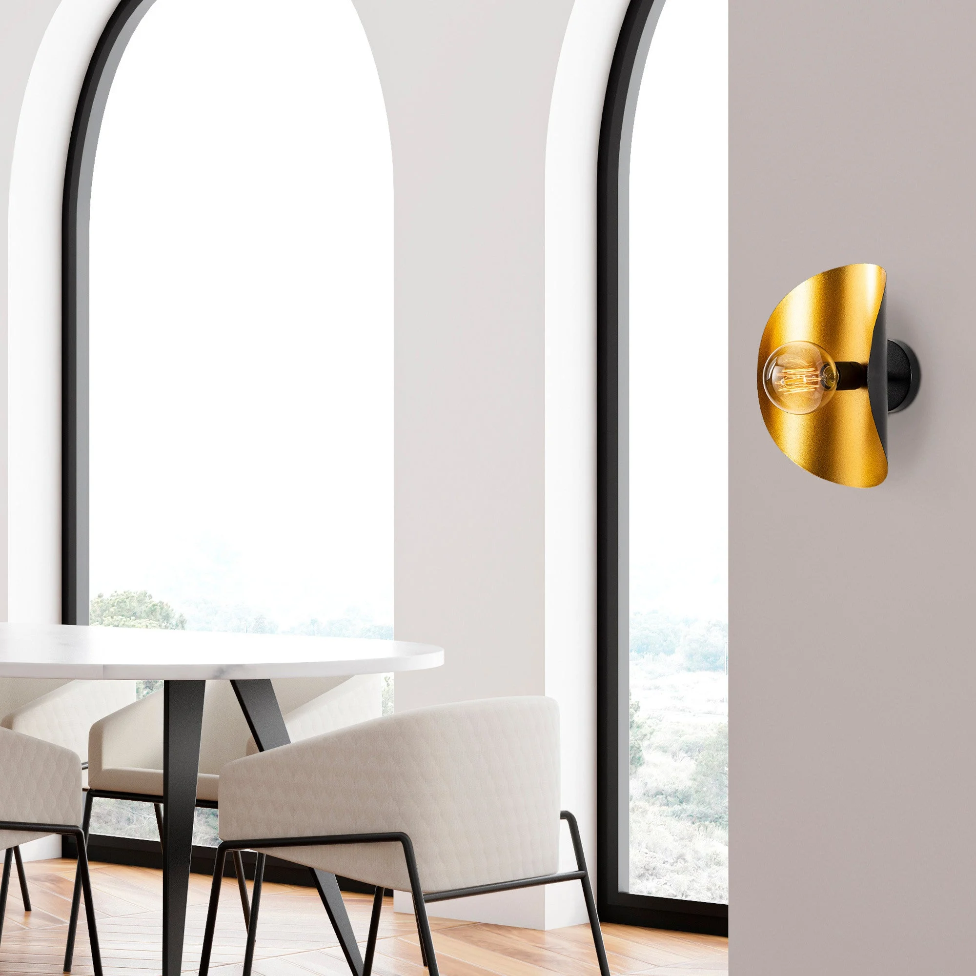 Wandlampe Schwarzgoldenes Metall-Echelon