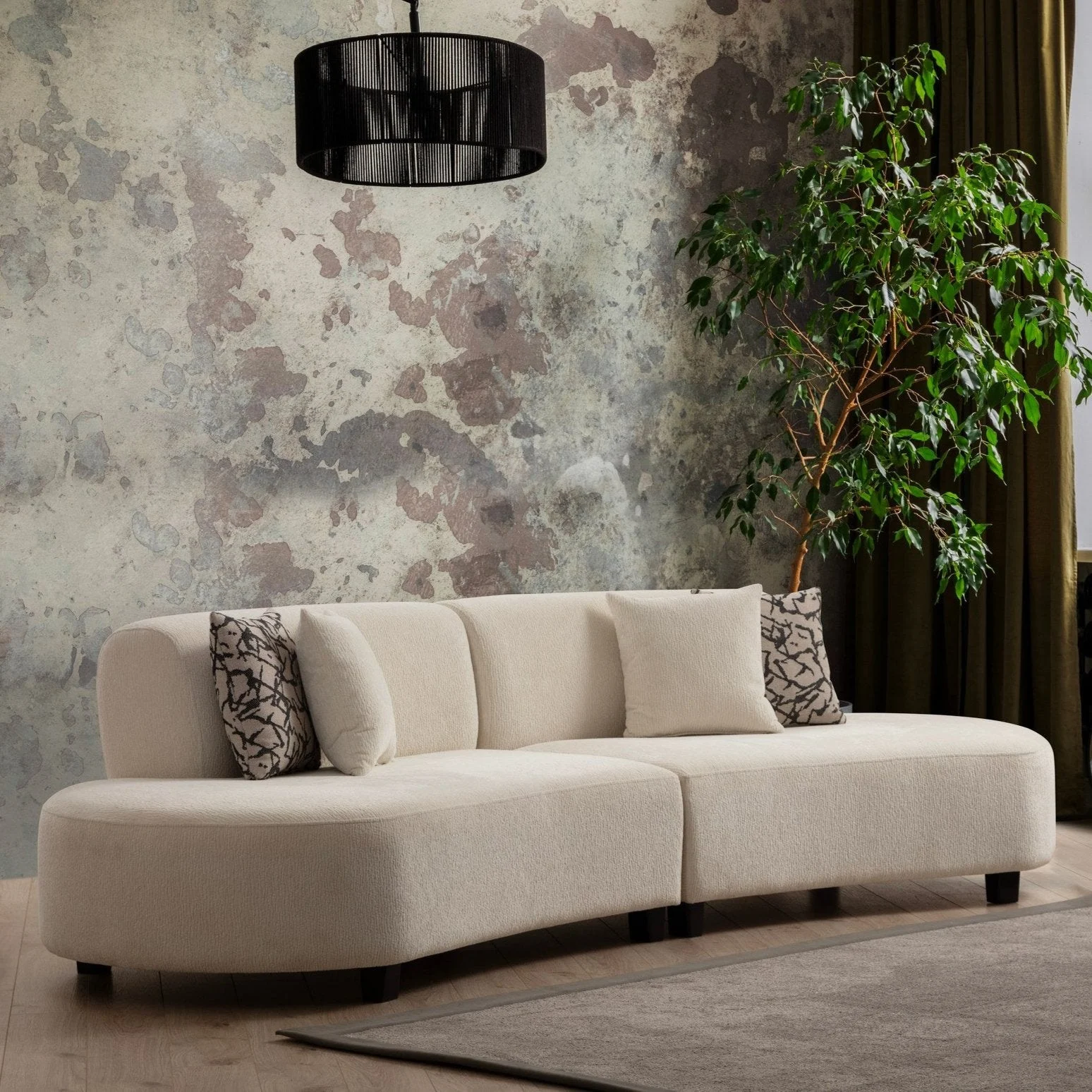 Ecksofa Beiger Mischstoff Bio Pars - XXXL 300 cm