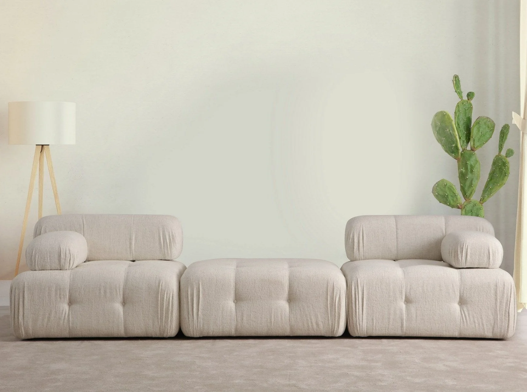 Modulares Sofa 2-Sitzer mit Ottomane Doblo Creme