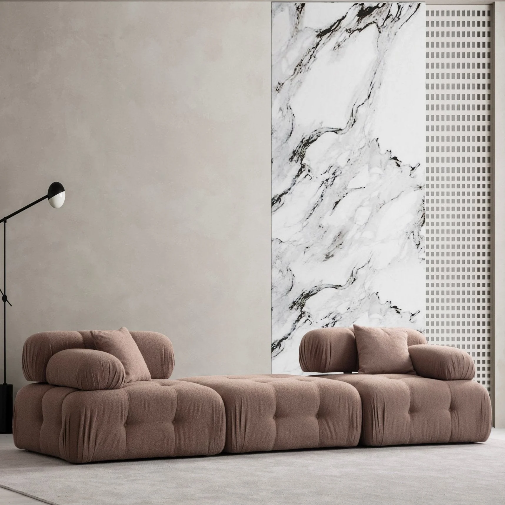 Modulares Sofa 2-Sitzer mit Ottomane Doblo Cappuccino