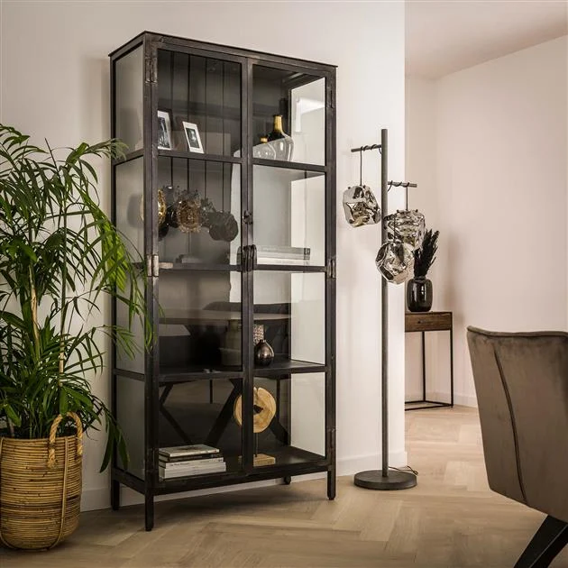 Vitrine Elias aus Metall mit Glas