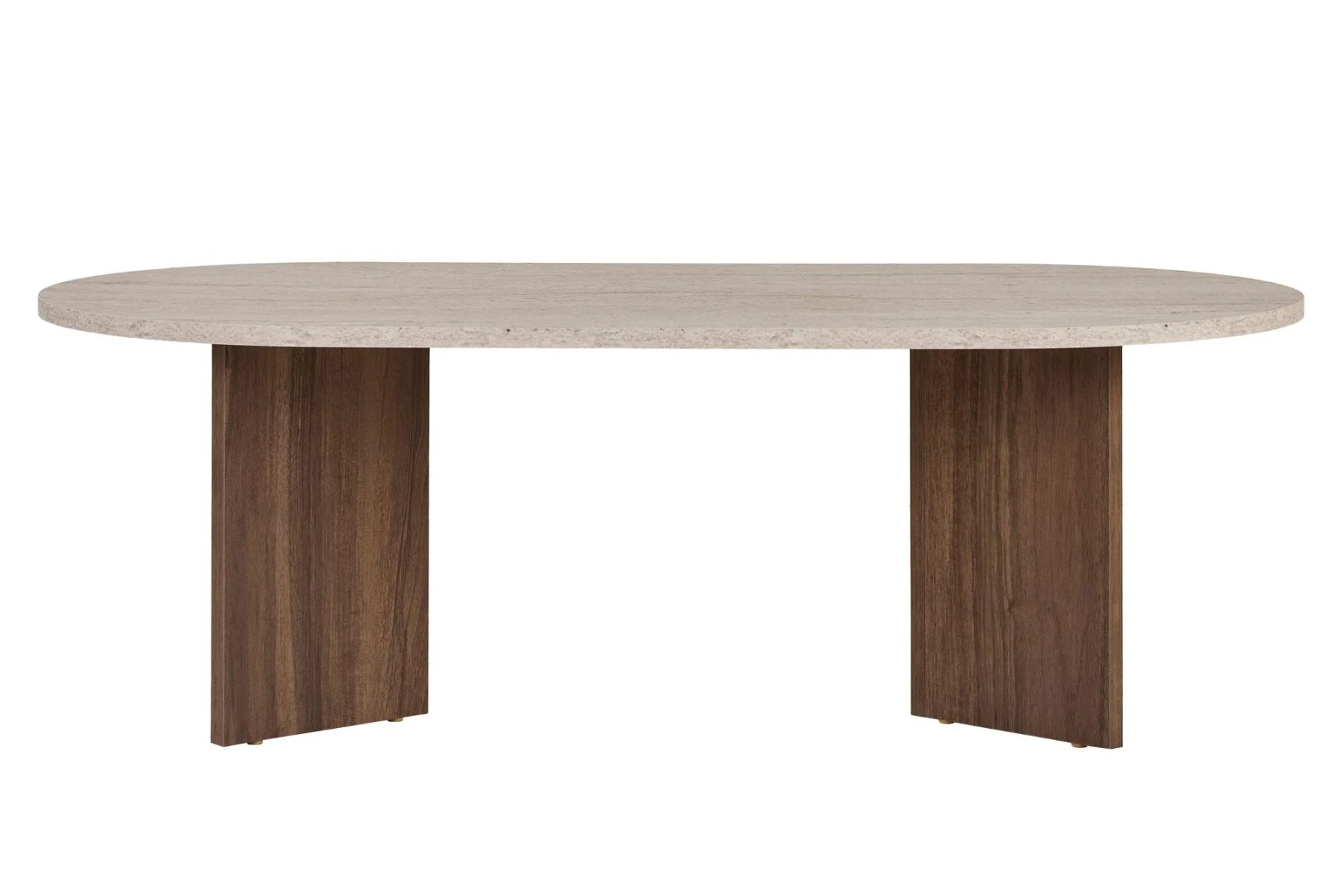 Ovale salontafel walnoot travertin melamine - Japandi - 119x60 cm - Sota