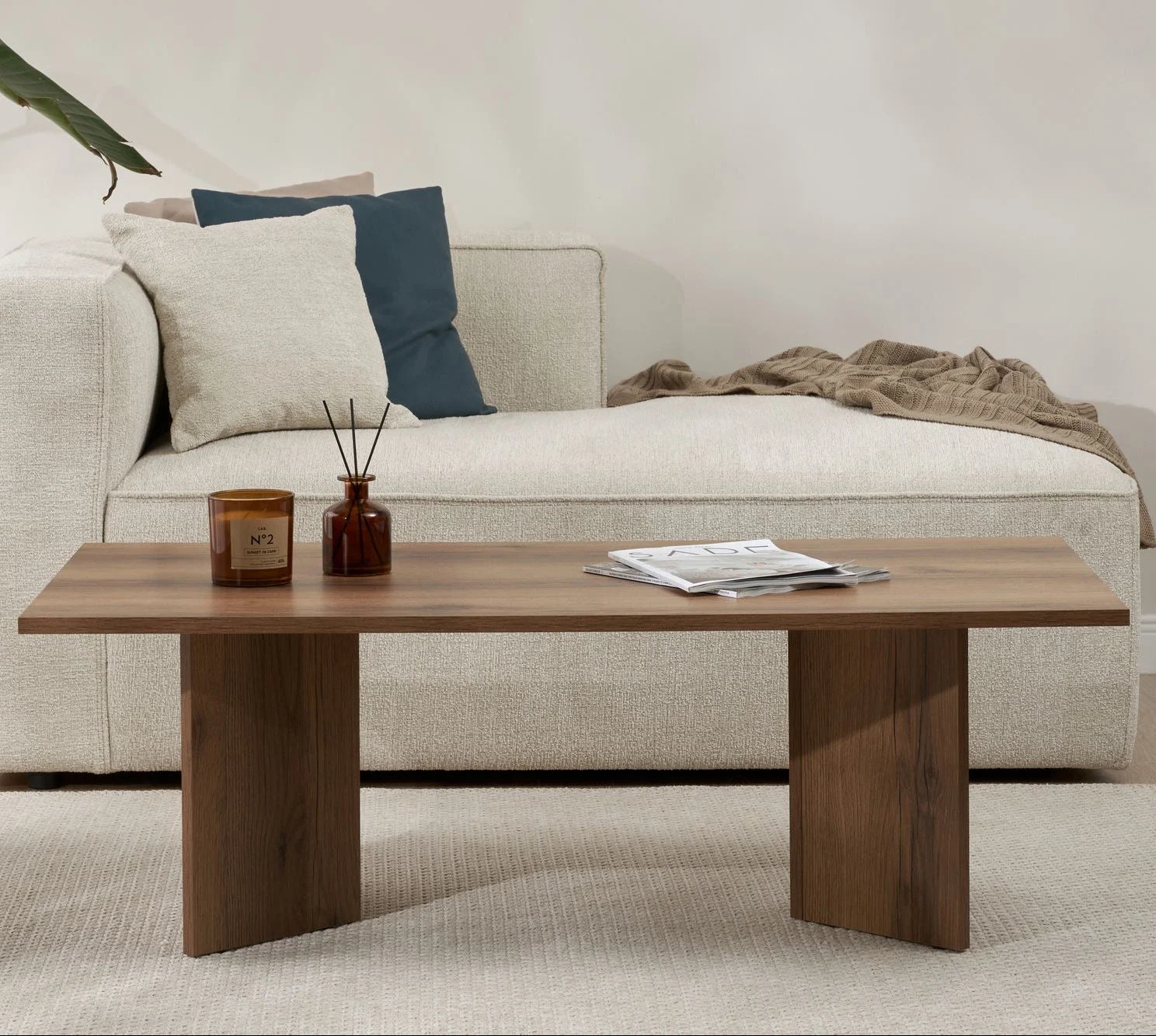 Rechteckiger Couchtisch Walnuss Melamin Sabin 119x60 cm