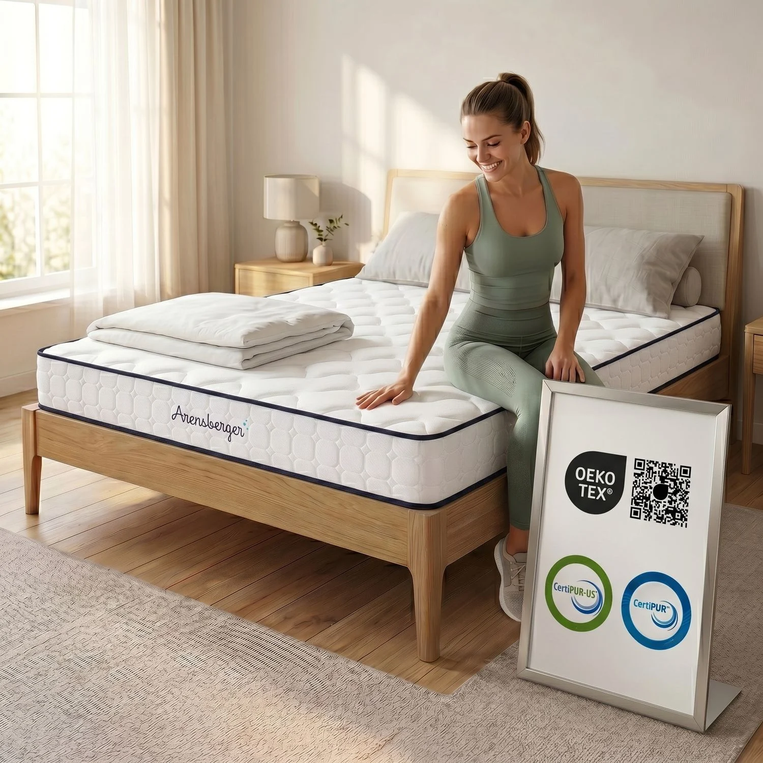 Arensberger LENA SPORT Taschenfederkernmatratze 120 x 200 cm | 21cm Sportmatratze H3 | Memoryschaum & Kaltschaum | Ergonomisch | Atmungsaktiv