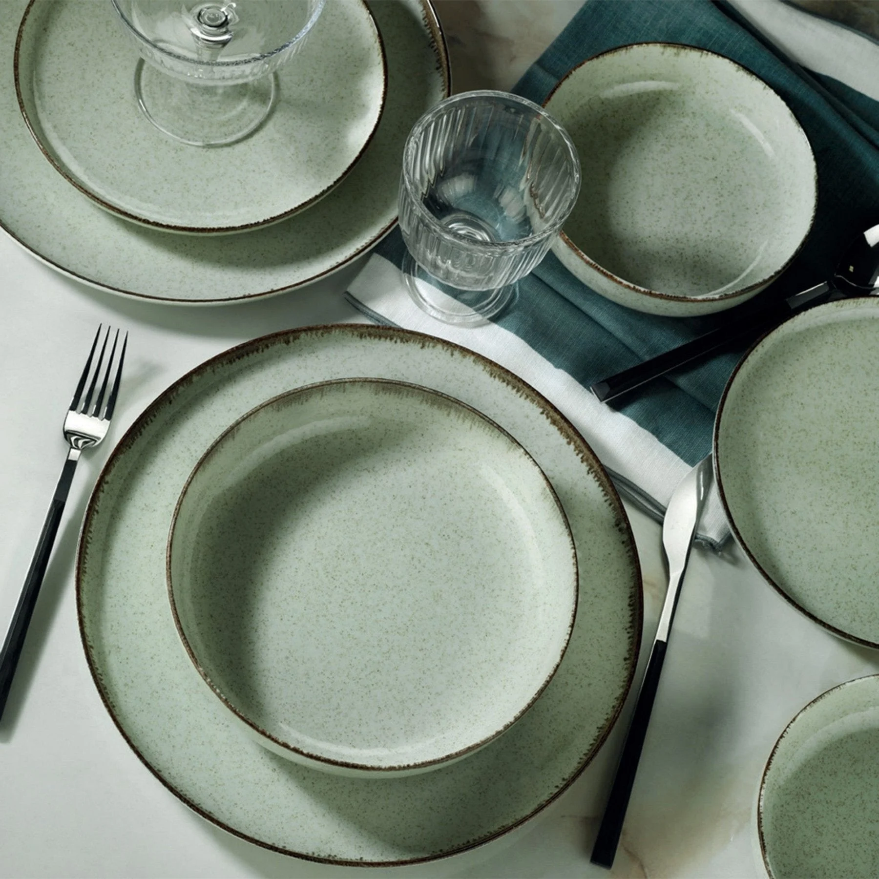 Porzellangeschirr-Set – 24-teilig – Mintgrün – Greenleave