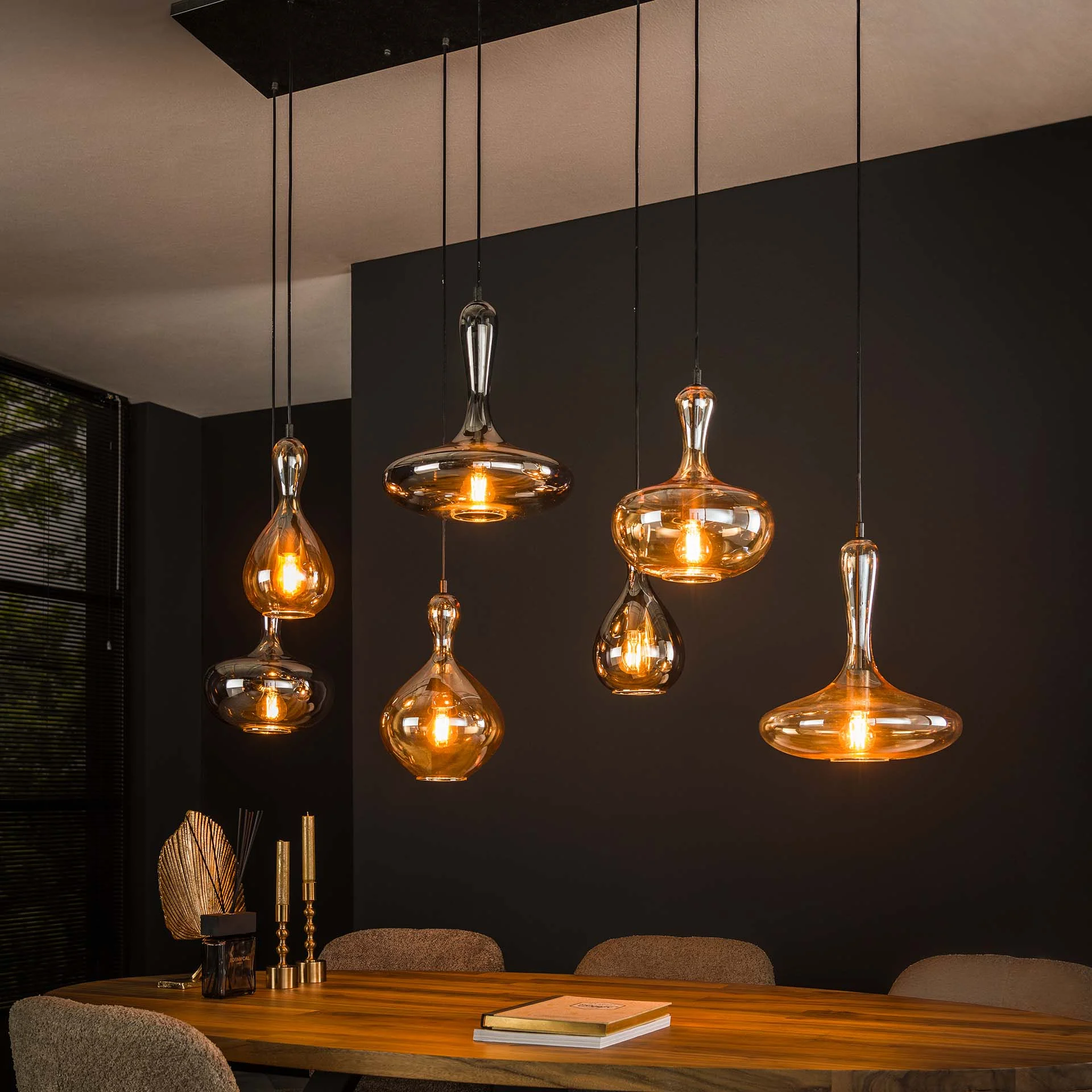 Moderne Hängelampe aus Glas, abgestuft, Lessy, 7-flammig, Artic