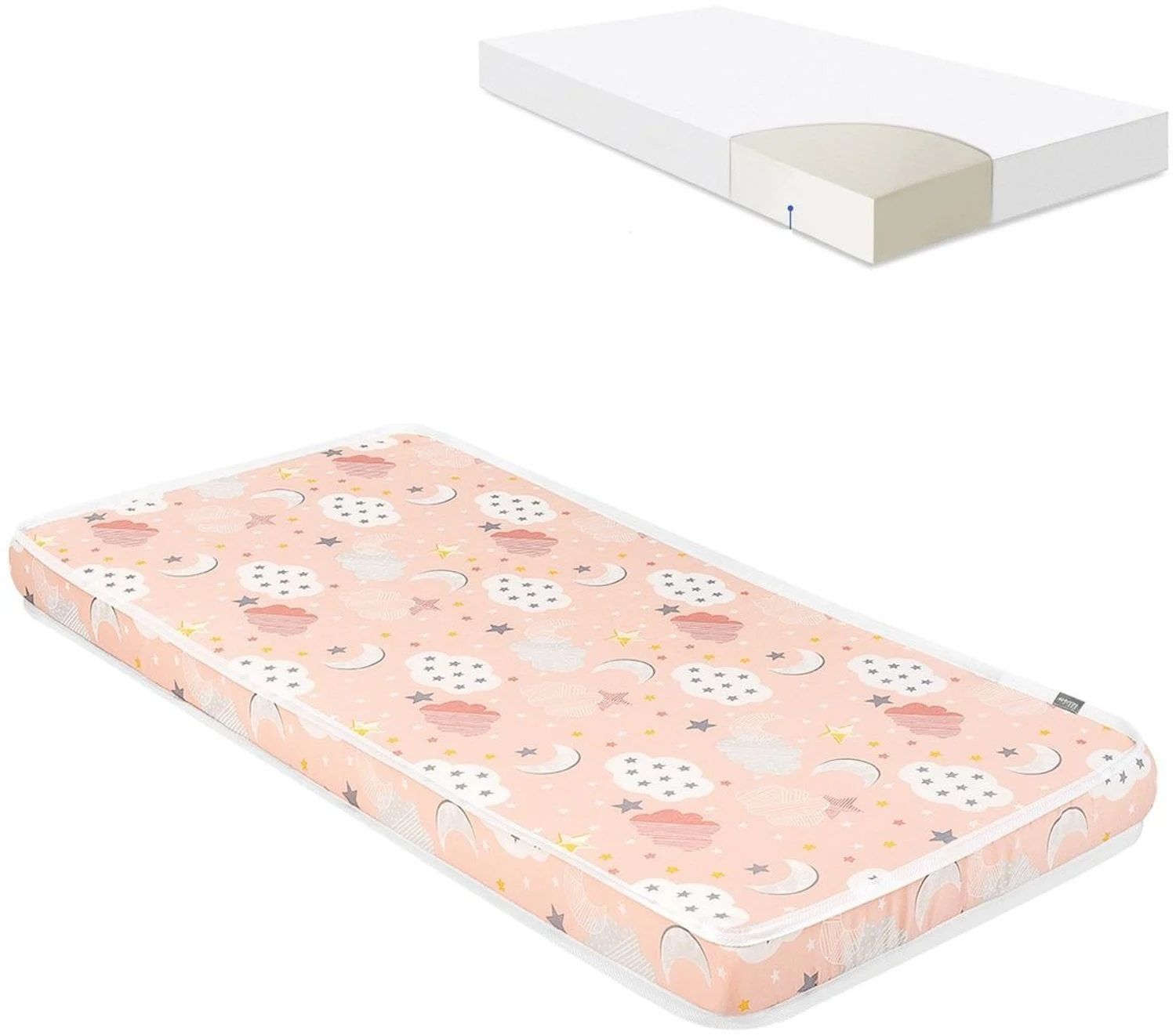 Kikkaboo Babybett Matratze Fantasia Cloud 120 x 60 x 9 cm, Baumwollbezug orange