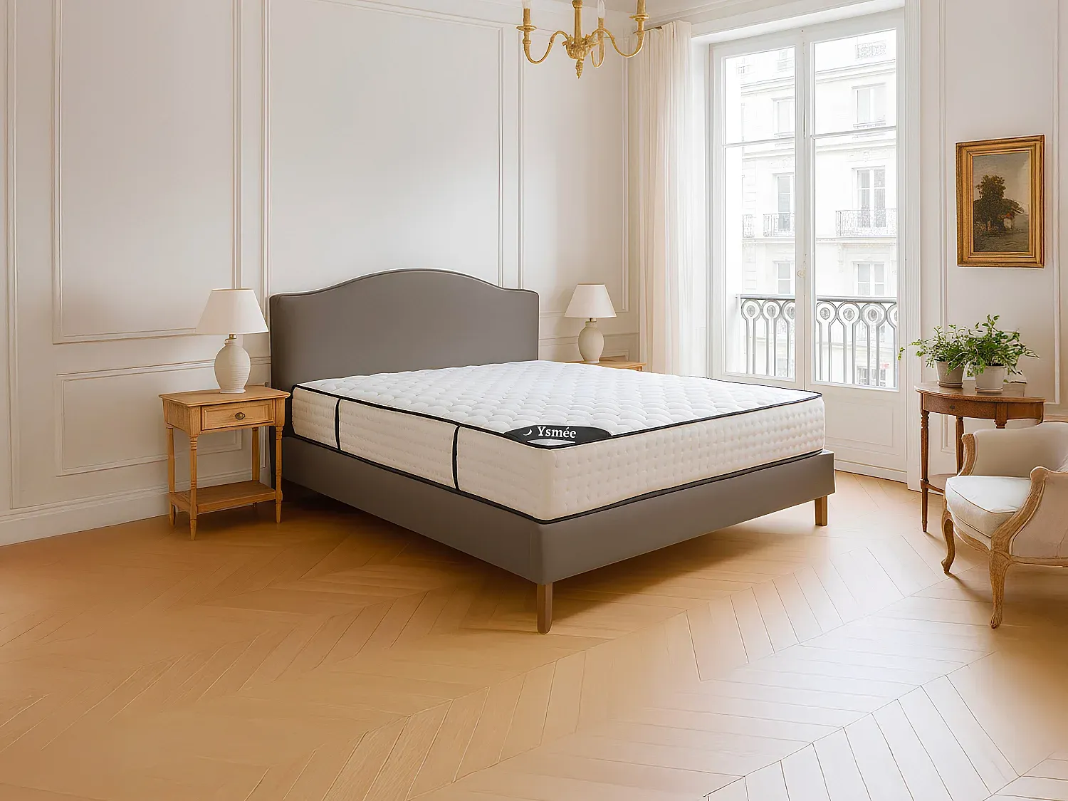Vente-unique - LUREAN Matratze Stoff Weiß - B 140 cm x H 22 cm x L 190 cm
