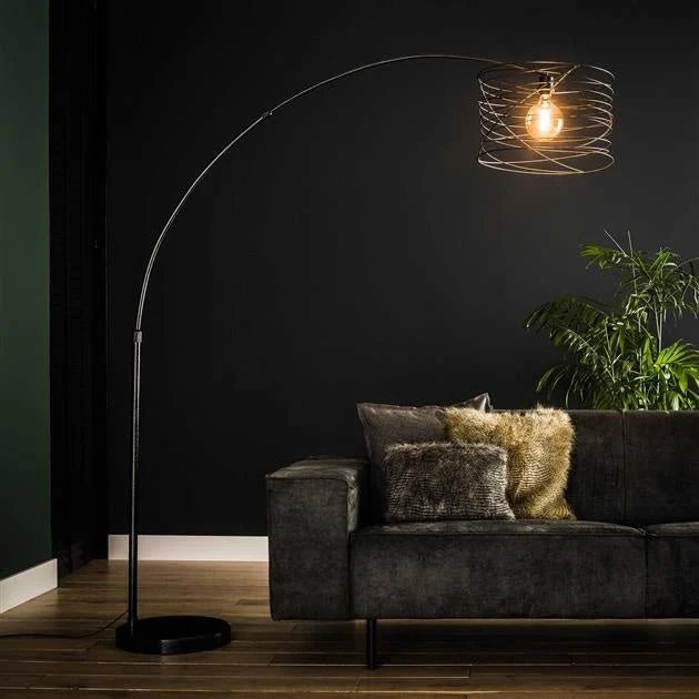 Industrielle Bogenlampe Twist Metallgrau