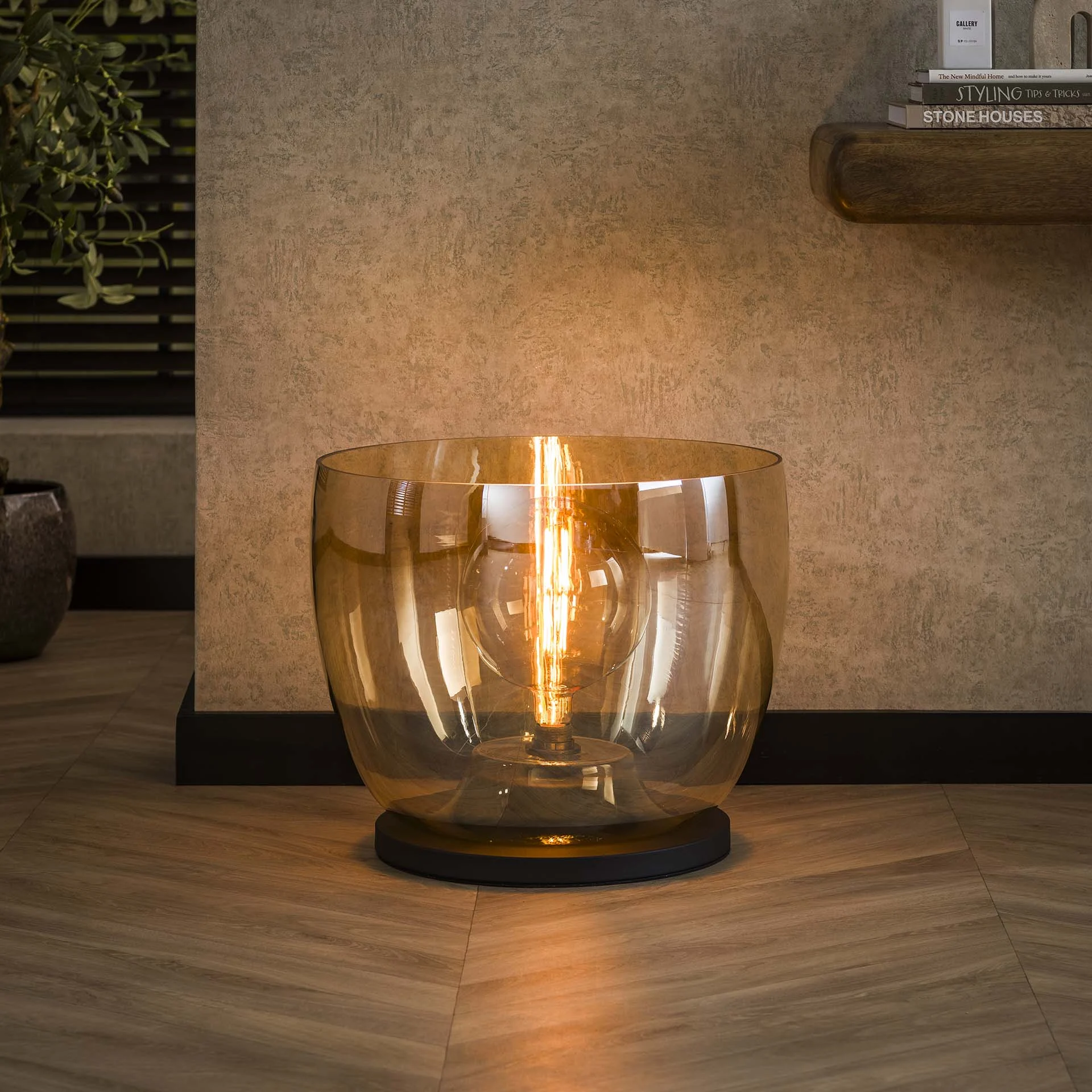 Stehlampe Dain UP XXL Bernsteinfarbenes Glas