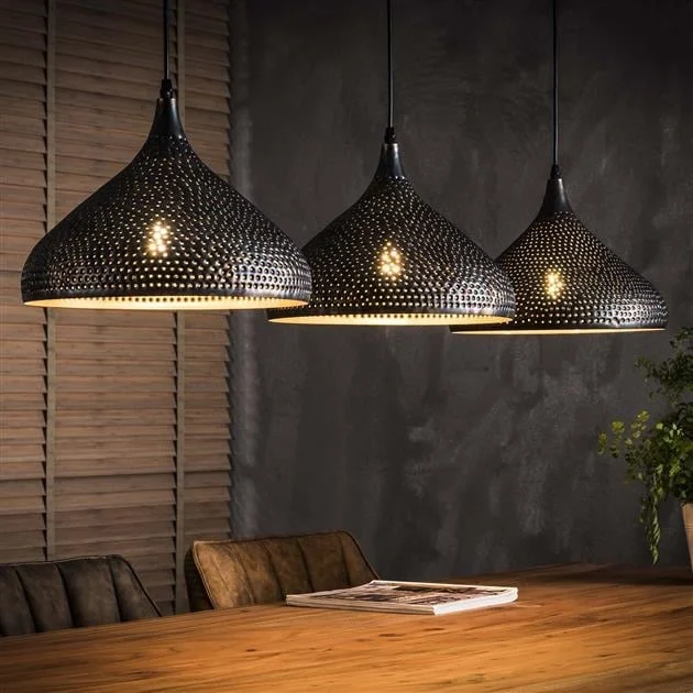 Hängelampe Industriell Aya Funnel 3-Licht Schwarzbraun