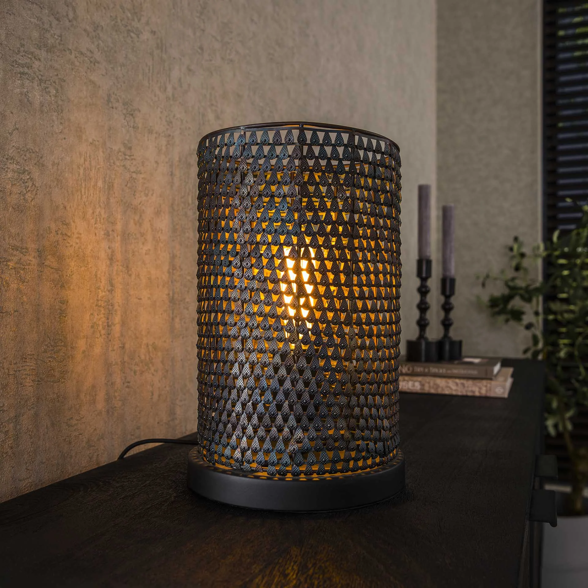 Industrielle Tischlampe Jay schwarzbraun