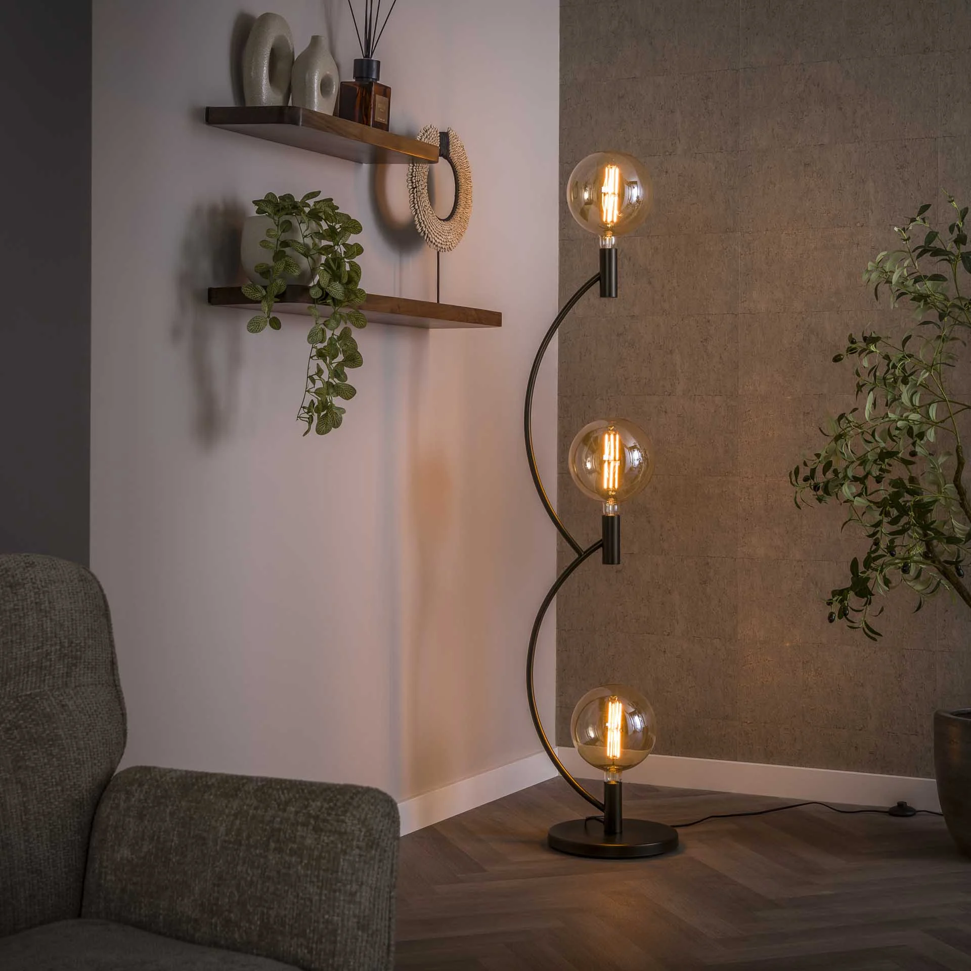 Niro Stehlampe 3-Flammige Sienna Braun