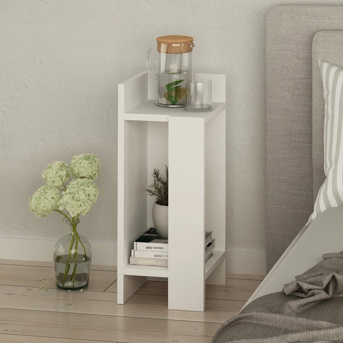 Nachttisch Links Elos Weiß Melamin 25x60x27 cm