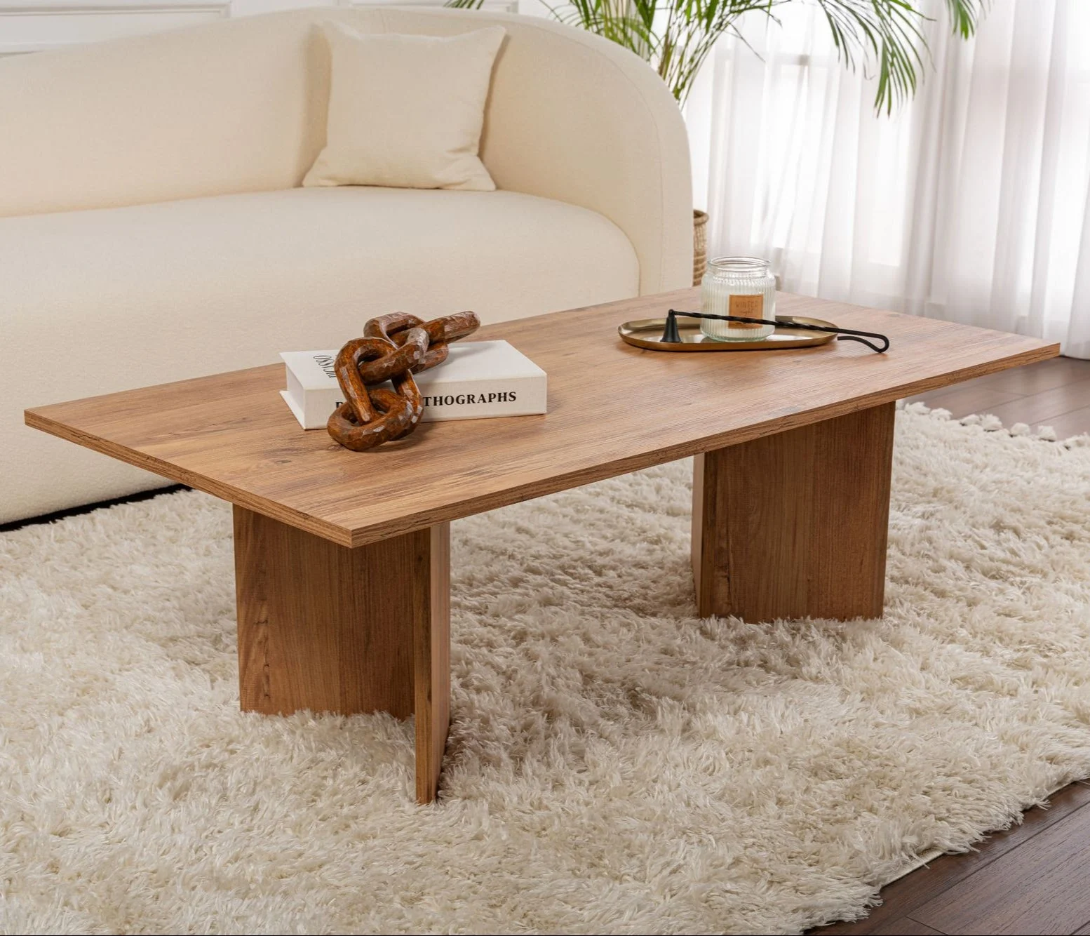 Rechteckig Couchtisch Siban Atlantische Kiefernoptik – 119 x 60 cm