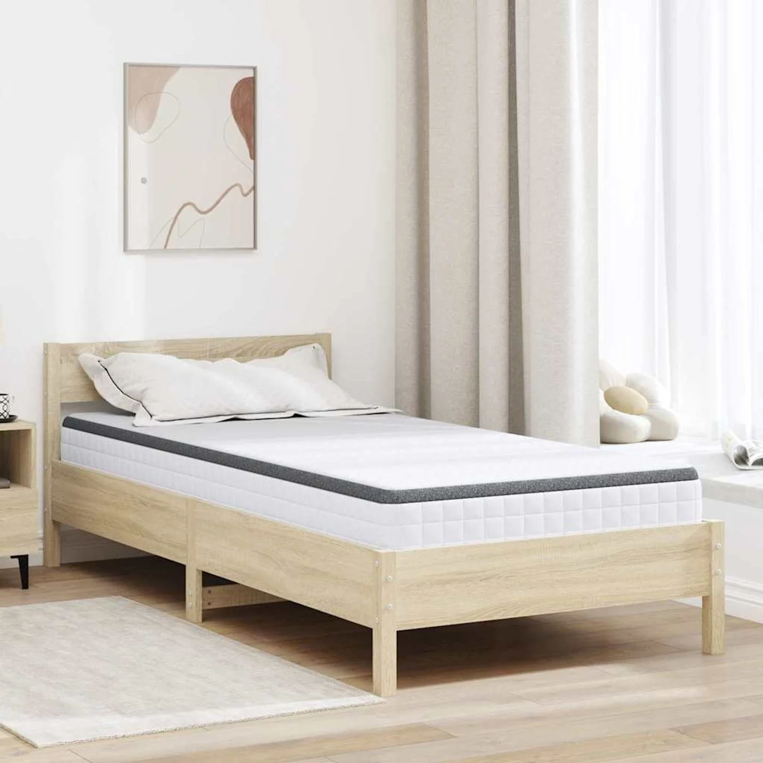 vidaXL Matratze Weiß und Grau 90 x 200 cm Bonell Feder 4106439
