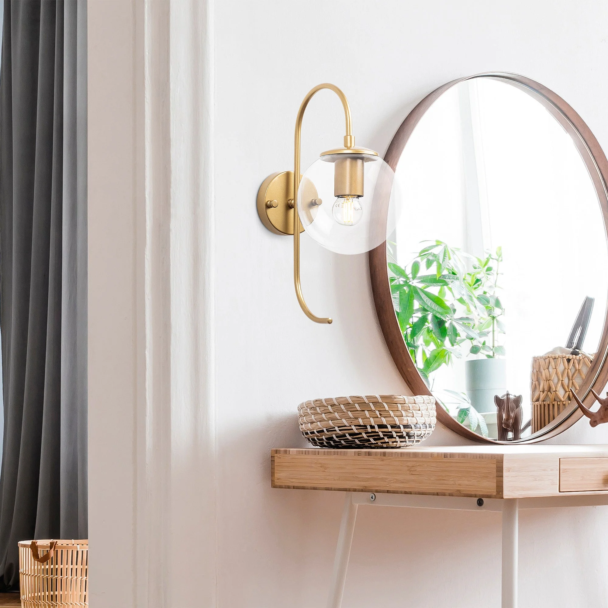 Wandlampe Goldklares Glas, transparent