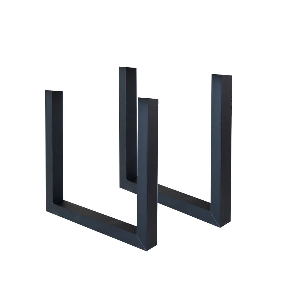 Set mit 2 Tischbeinen, U-Bein, schwarzes Metall