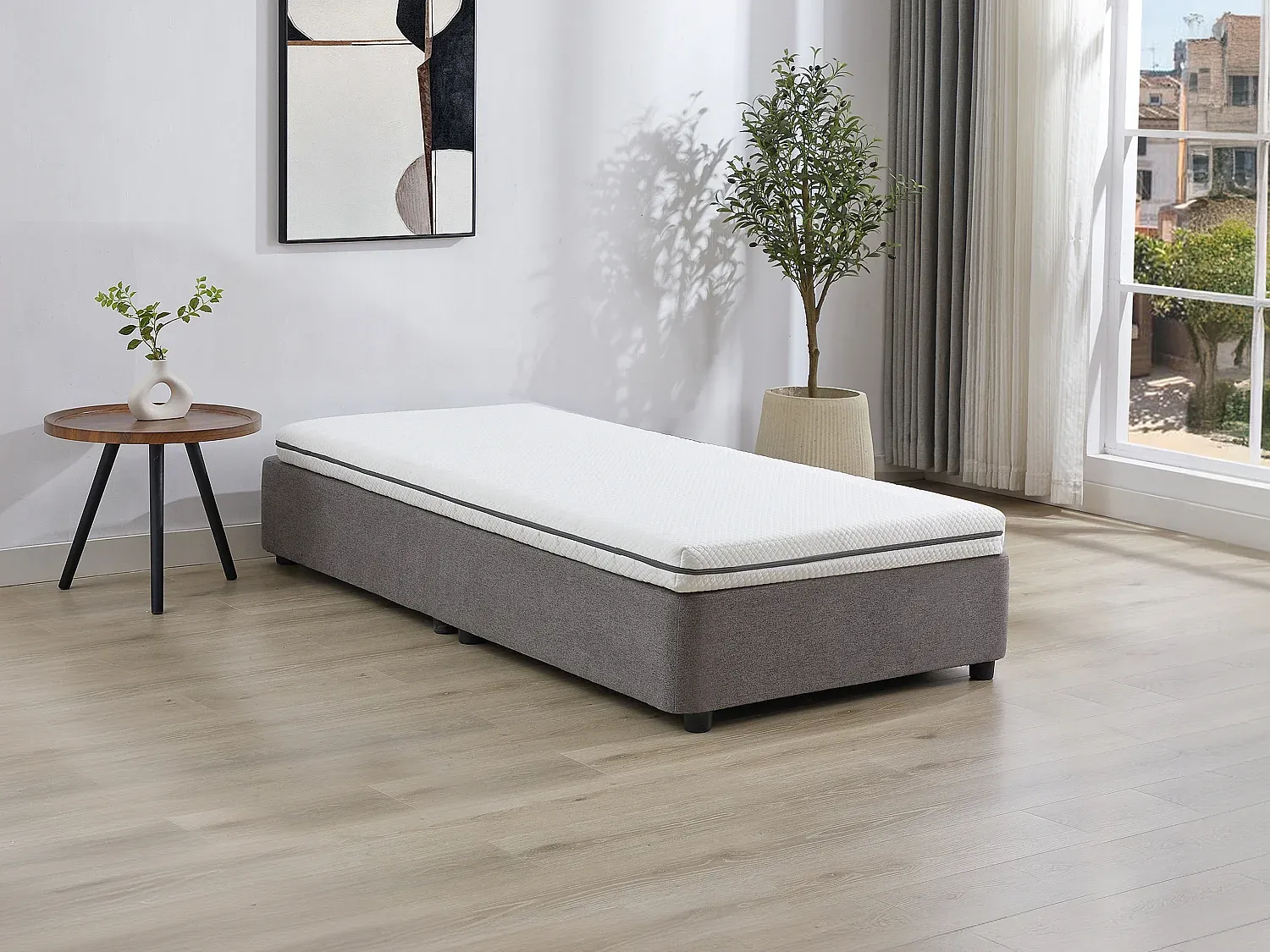Vente-unique - NASUS Matratze Stoff Weiß - B 90 cm x H 10 cm x L 190 cm