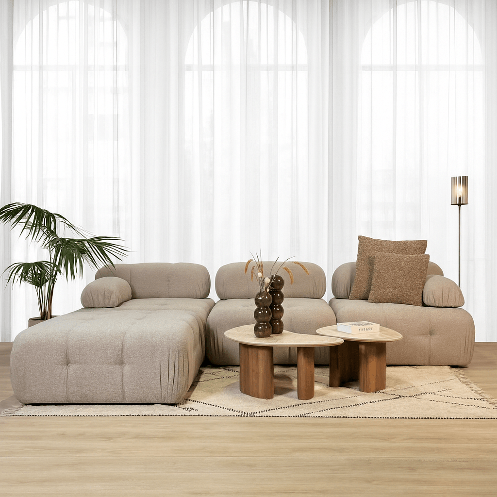 Modulares Sofa 3-Sitzer mit Ottomane Doblo Beige