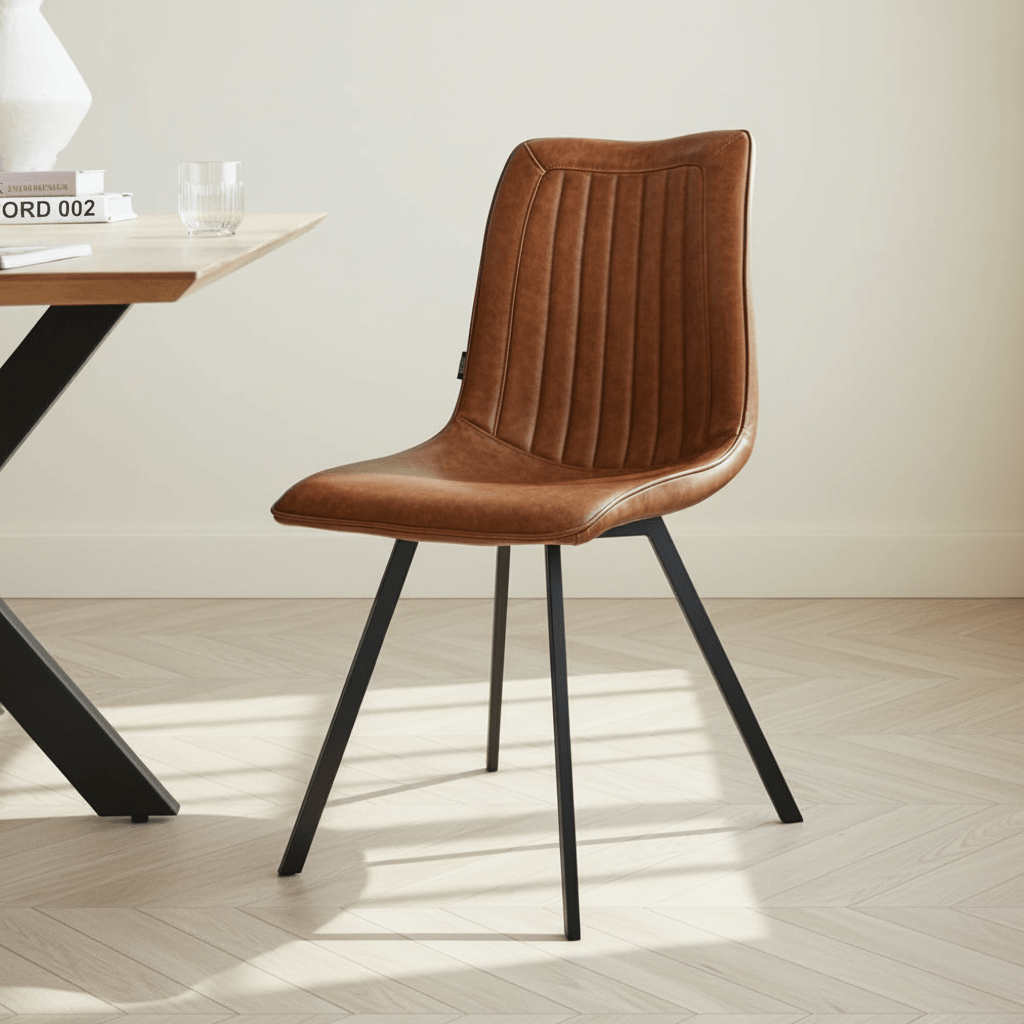 Esszimmerstuhl Jimmy PU-Kunstleder Cognac
