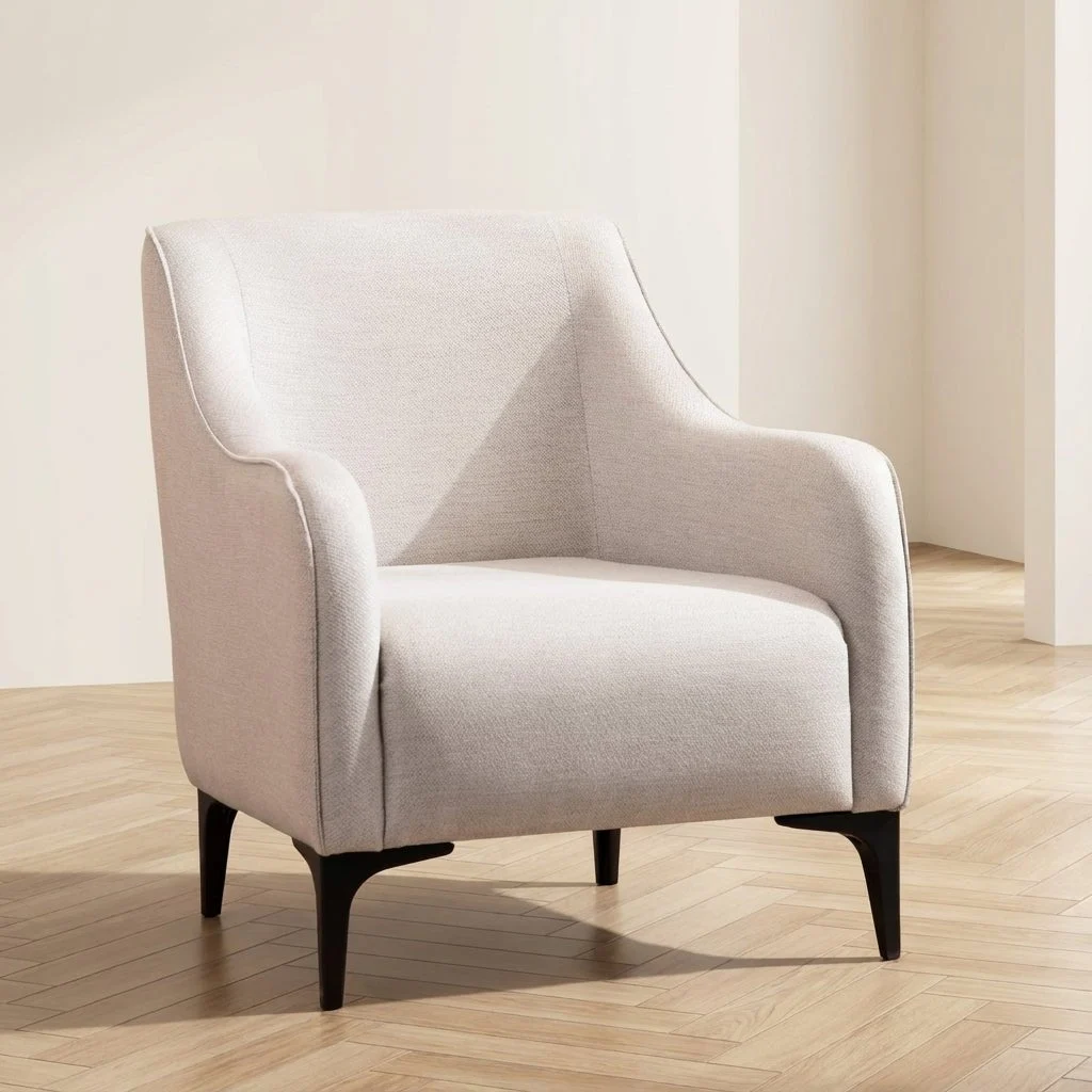 Modern Ländlicher Sessel aus beigem Stoff Belissimo