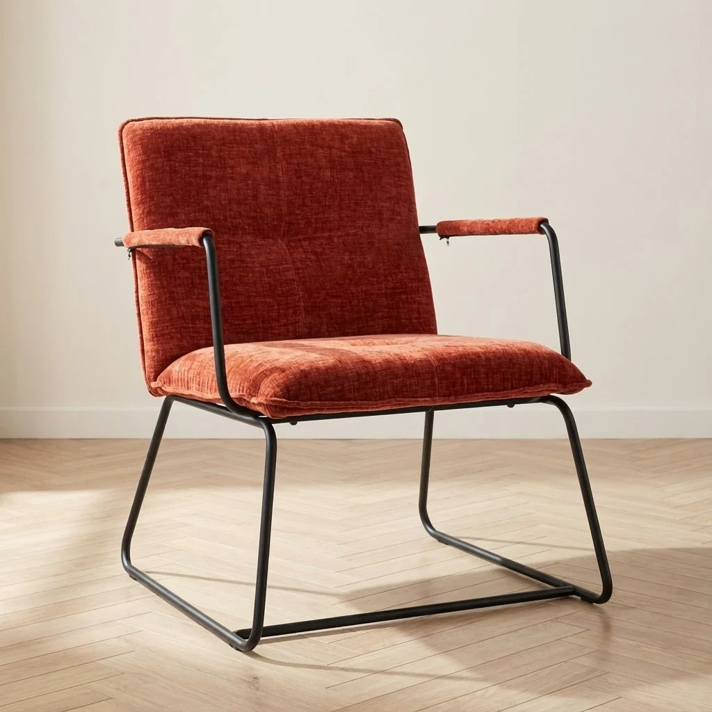 Moderner Sessel aus Kupfer-Chenille-Stoff Hailey